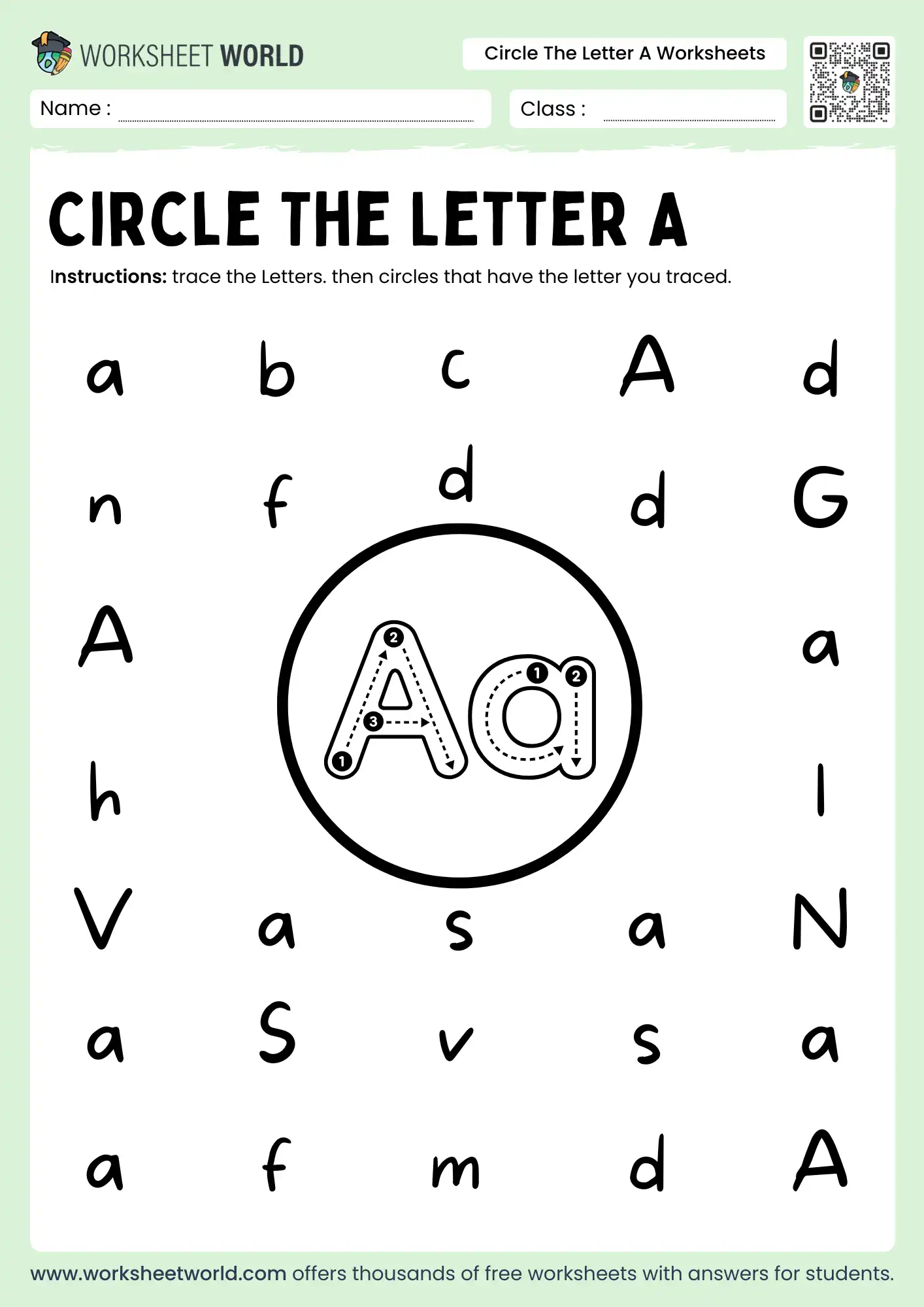 circle the letter a worksheets free printable for alphabet recognition