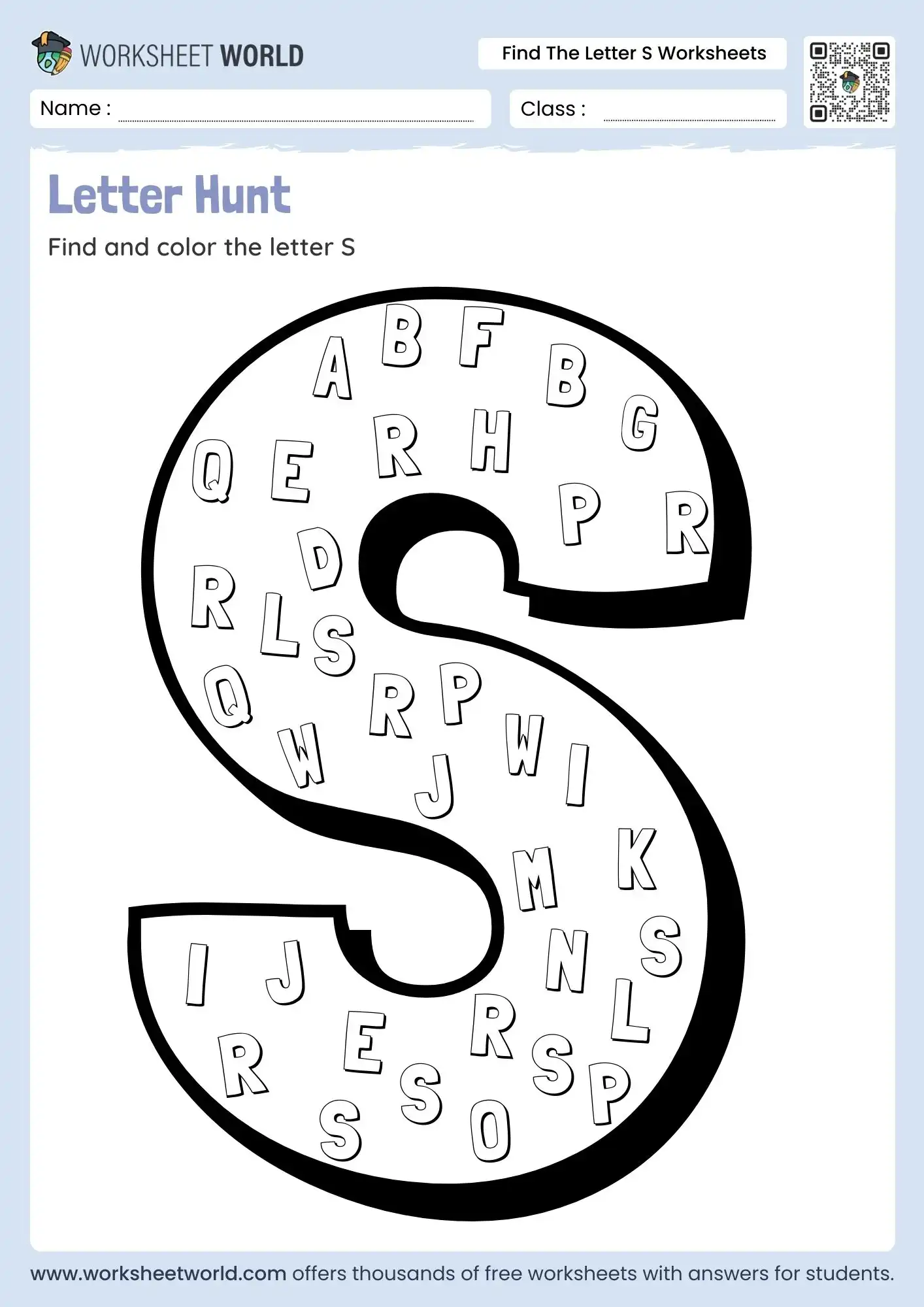 find the letter s worksheets featuring a giant letter hunt puzzle inside a large S graphic