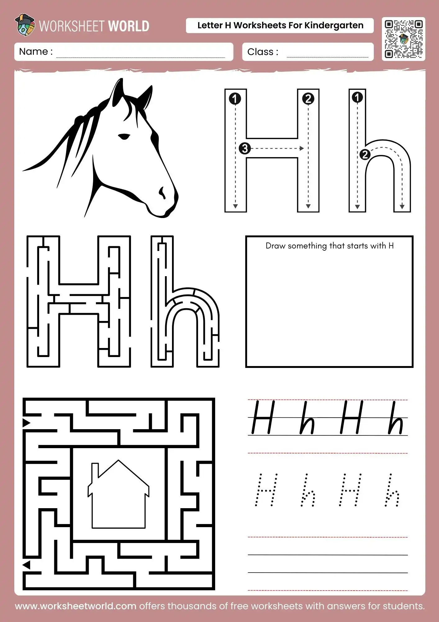 Free Printable Letter H Worksheets For Kindergarten 1 free printable letter h worksheets for kindergarten with horse and house mazes for kids