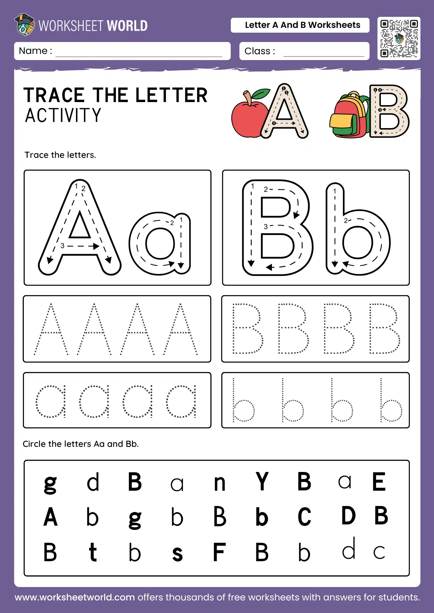 Letter A And B Worksheets (For Preschoolers and Kindergarten) 1 letter a and b worksheets with tracing and letter recognition activities