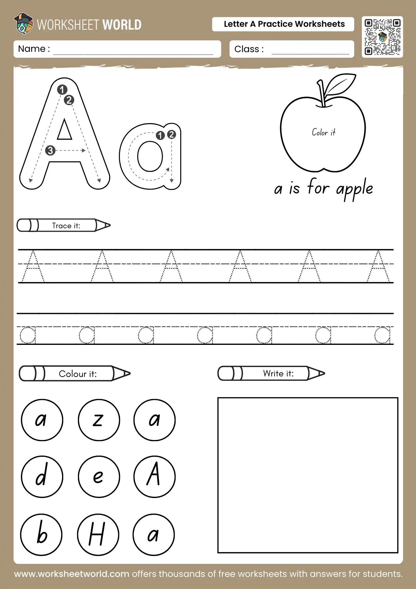 Free Printable Letter A Practice Worksheets 1 letter a practice worksheets with coloring and recognition games