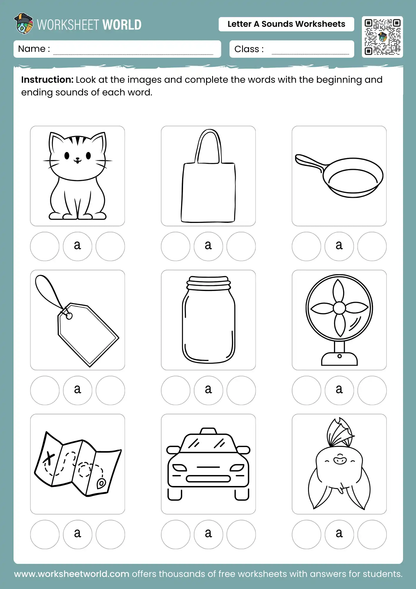 letter a sounds worksheets for grade 1 middle vowel practice