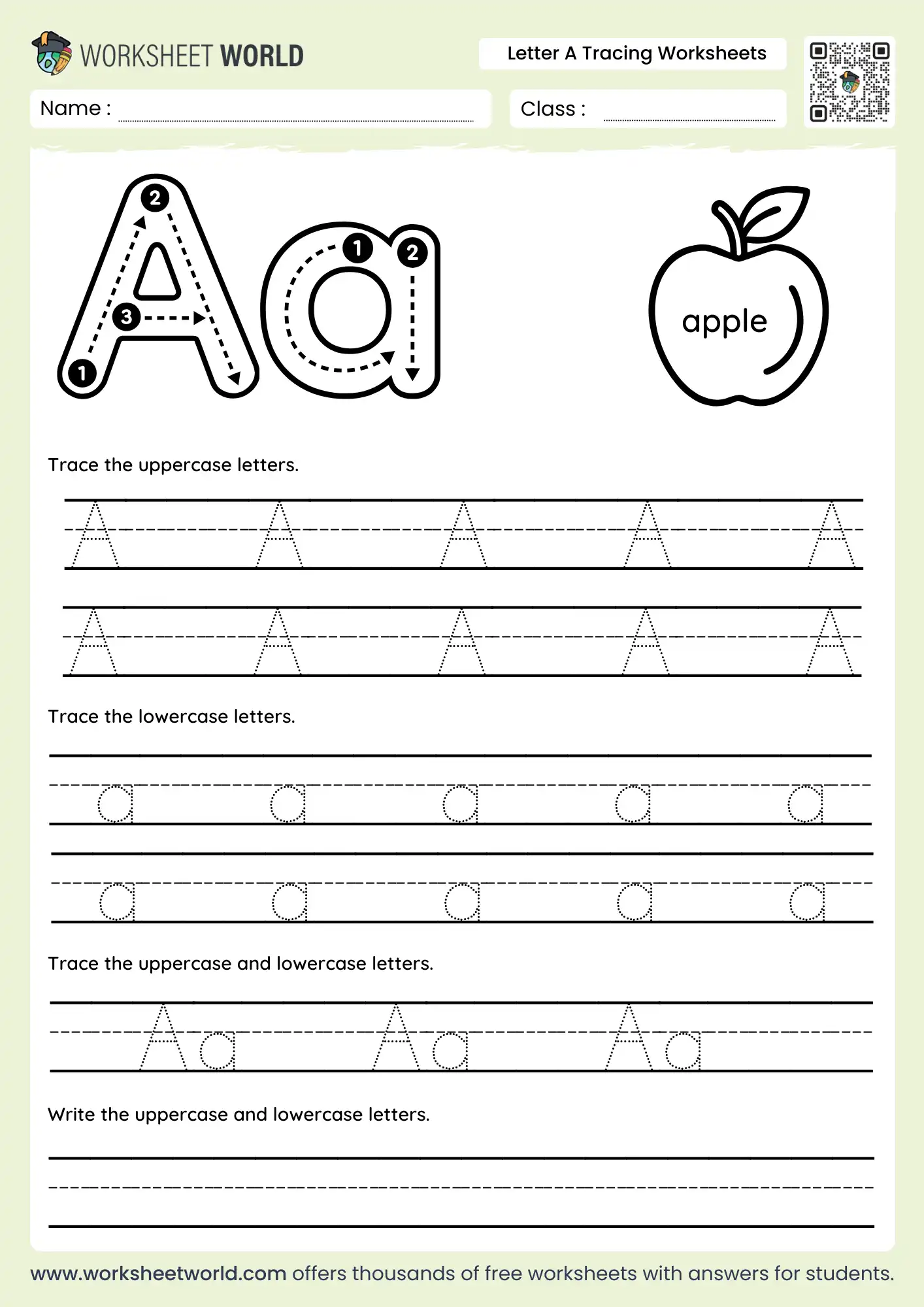 Letter A Tracing Worksheets For Preschool (Free Capital and Small Letter PDF) 1 letter a tracing worksheets for preschool capital and small letters