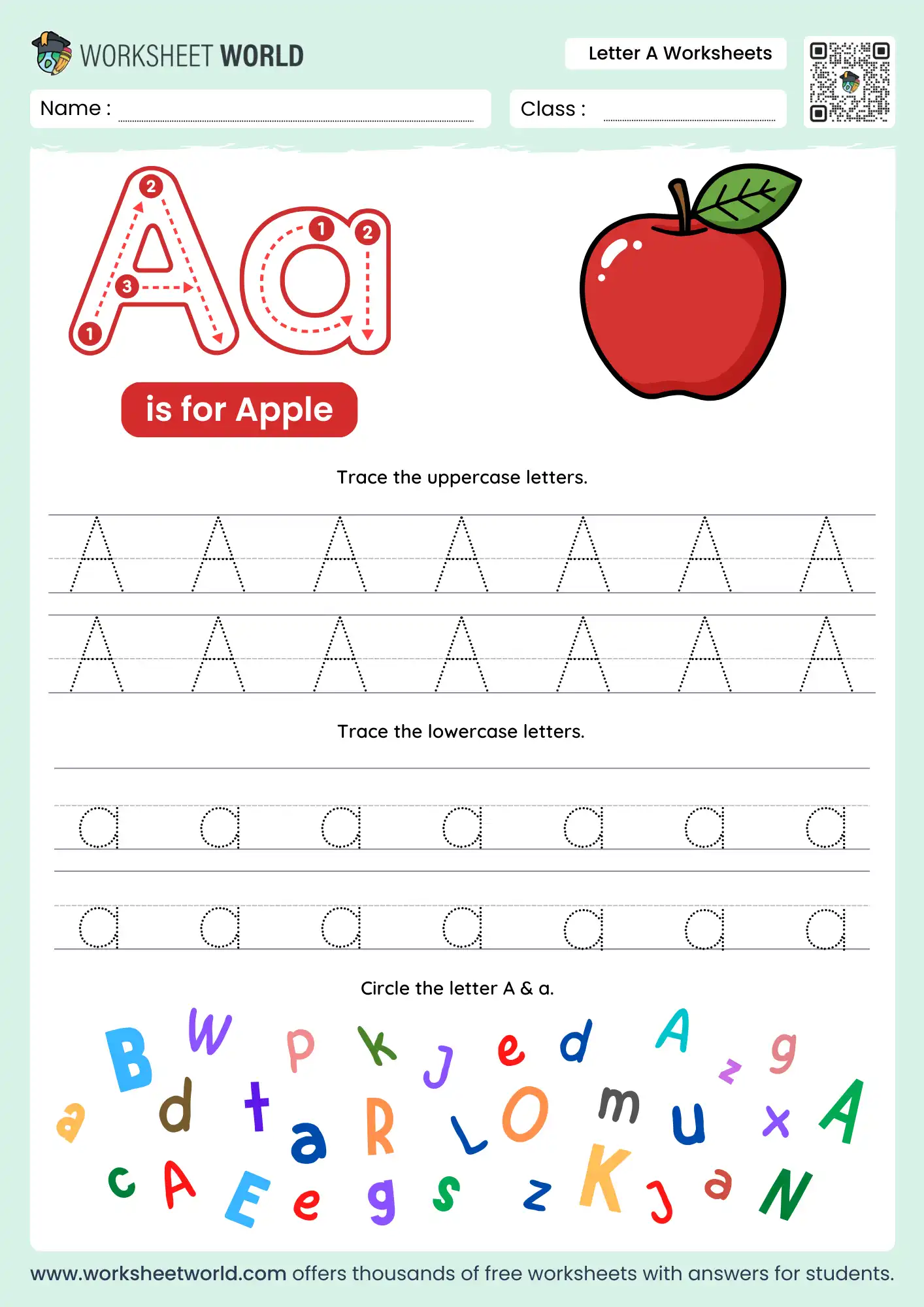 letter a worksheets for kindergarten letter recognition and tracing