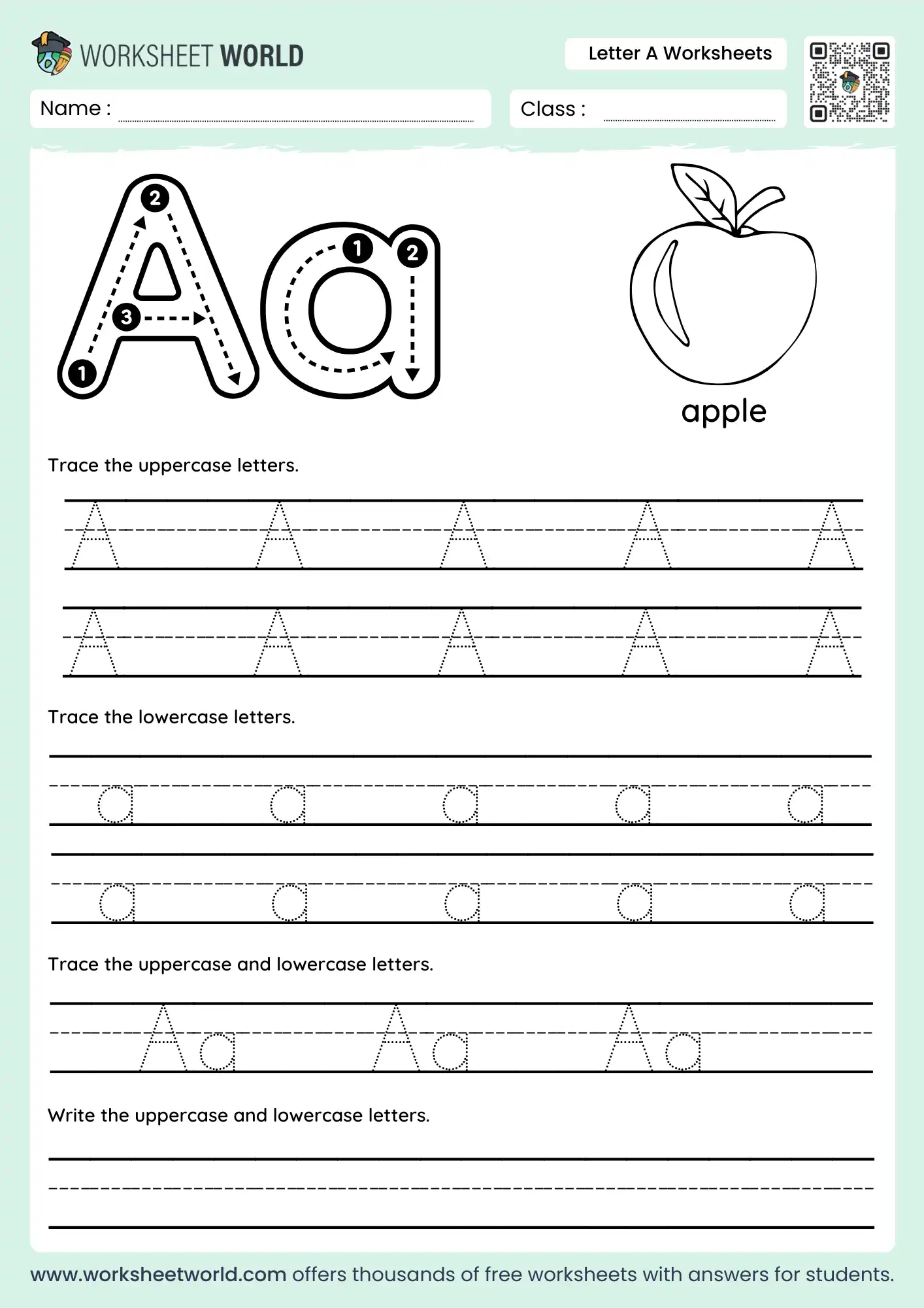 letter a worksheets free printable for alphabet practice