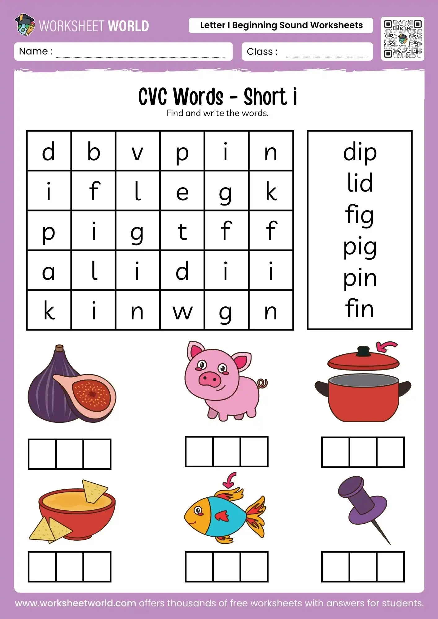 Master Phonics: Letter I Beginning Sound Worksheets 1 letter i beginning sound worksheets with a CVC word search and image to word matching for kindergarten