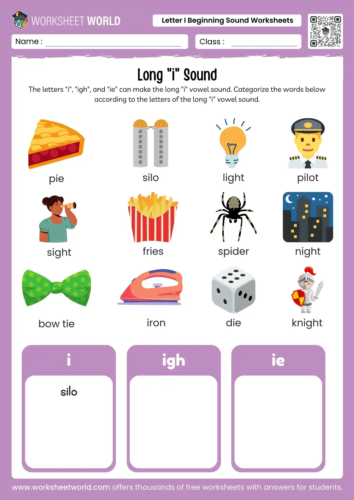 Master Phonics: Letter I Beginning Sound Worksheets 2 letter i beginning sound worksheets for categorizing long i sounds with i igh and ie spelling patterns