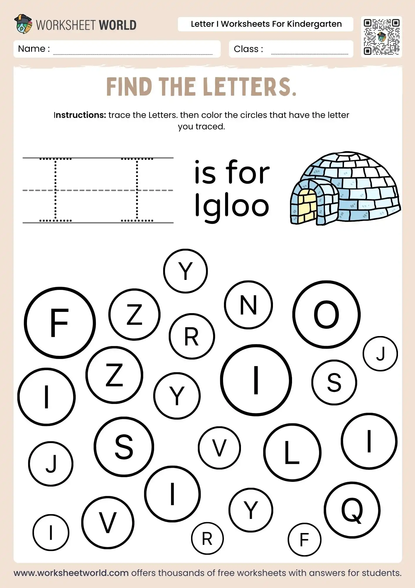 Master the Vowels: Free Letter I Worksheets For Kindergarten 1 letter i worksheets for kindergarten with an igloo drawing and a find the letters circle puzzle