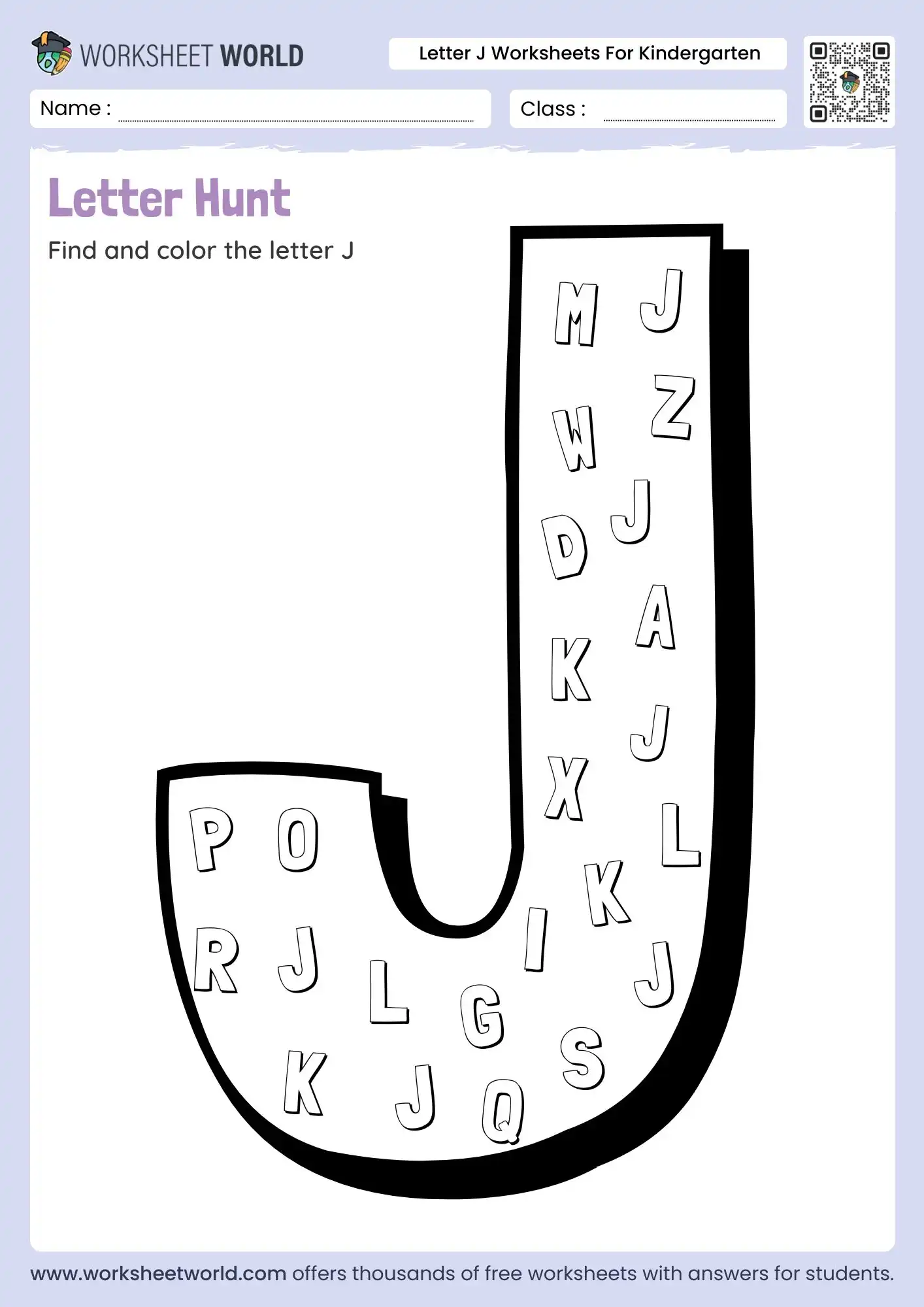 letter j worksheets preschool featuring a large letter hunt puzzle for students