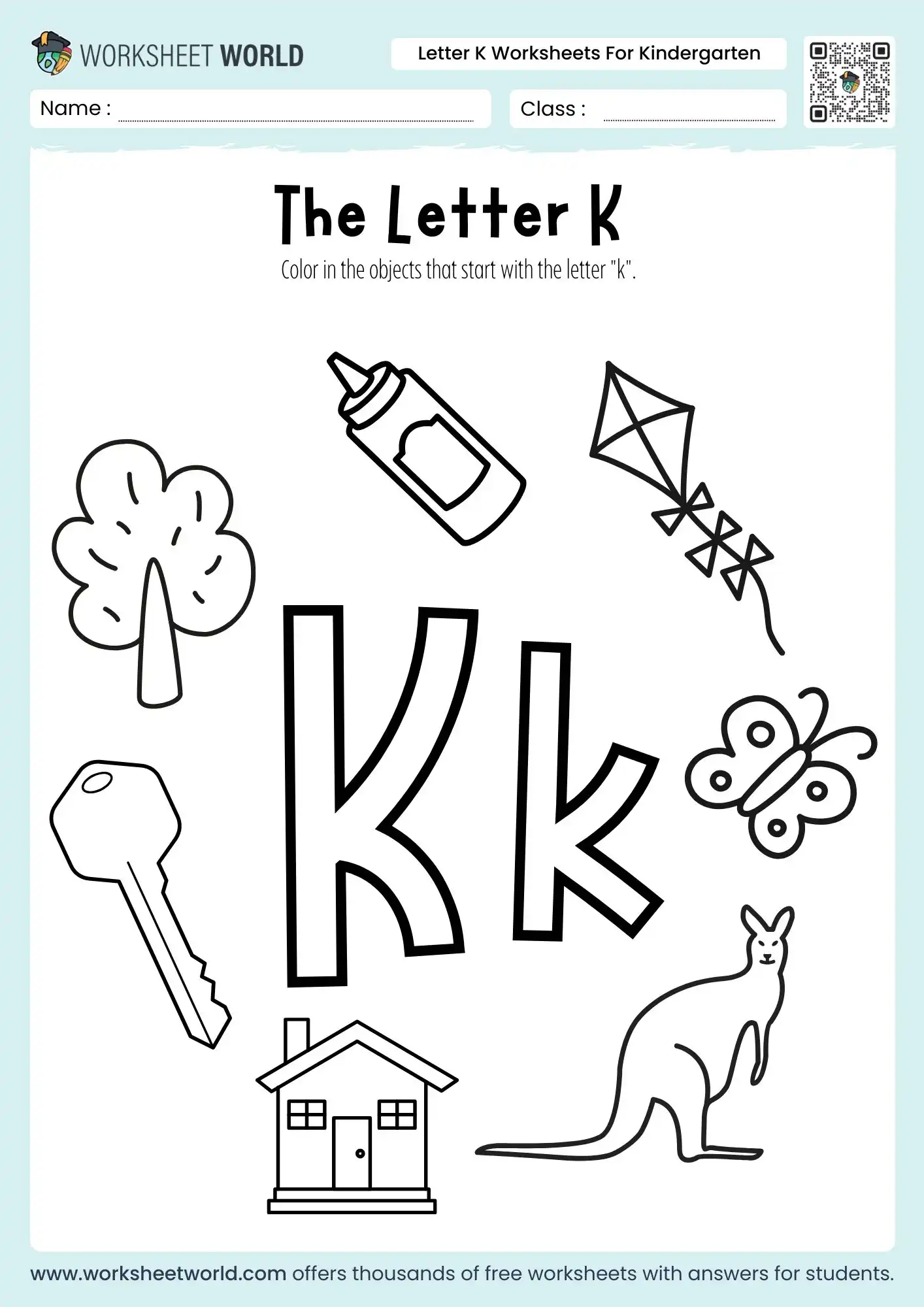 Master the ABCs: Letter K Worksheets For Kindergarten 2 letter k worksheets for kindergarten featuring a coloring activity with a kangaroo kite and key