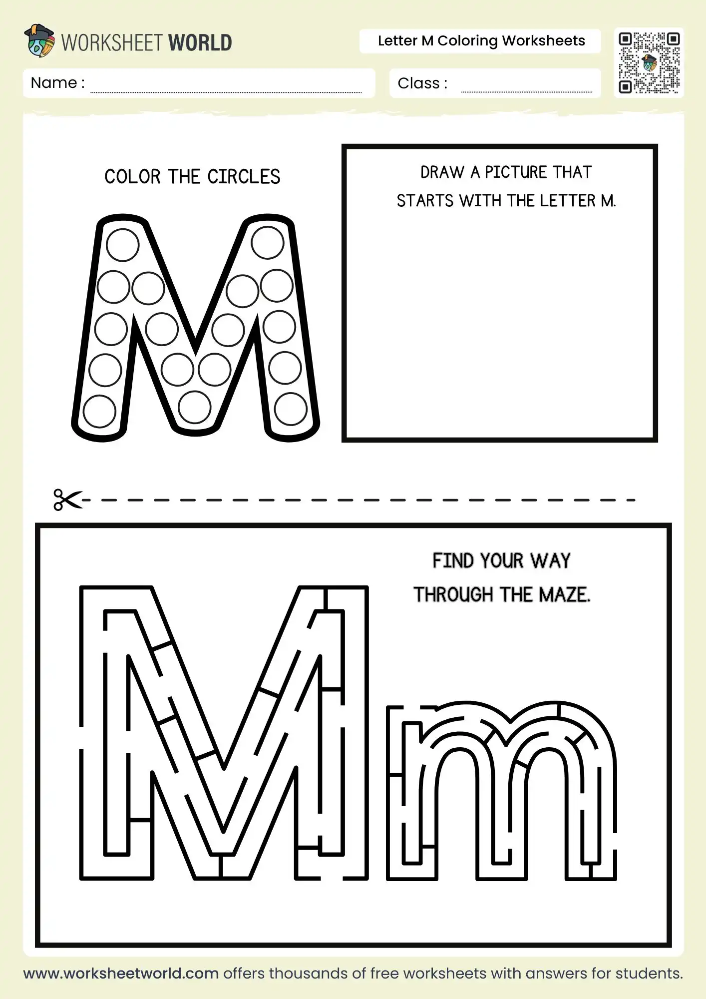 Get Creative with Free Letter M Coloring Worksheets 2 letter m coloring worksheets featuring a dot-marker activity and an alphabet maze