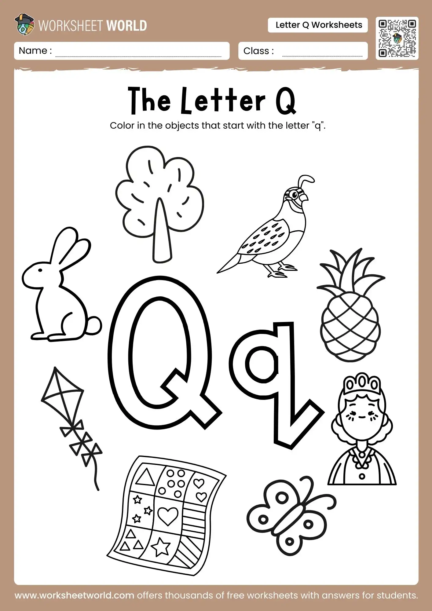 Free Printable Letter Q Worksheets For Preschool 2 letter q worksheets featuring a coloring activity with a quail queen and quilt