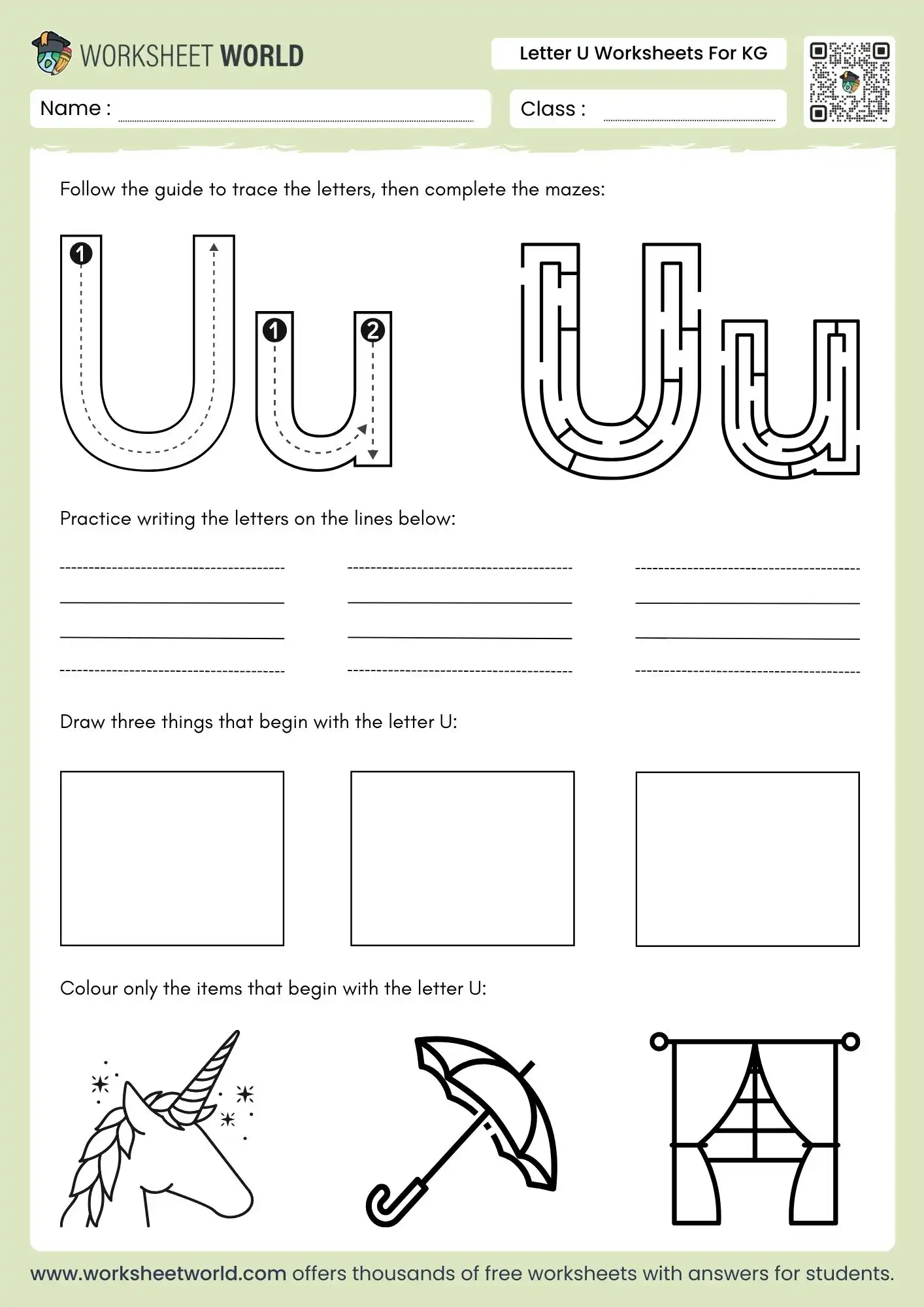 letter u worksheets for kindergarten featuring alphabet mazes drawing boxes and beginning sound objects