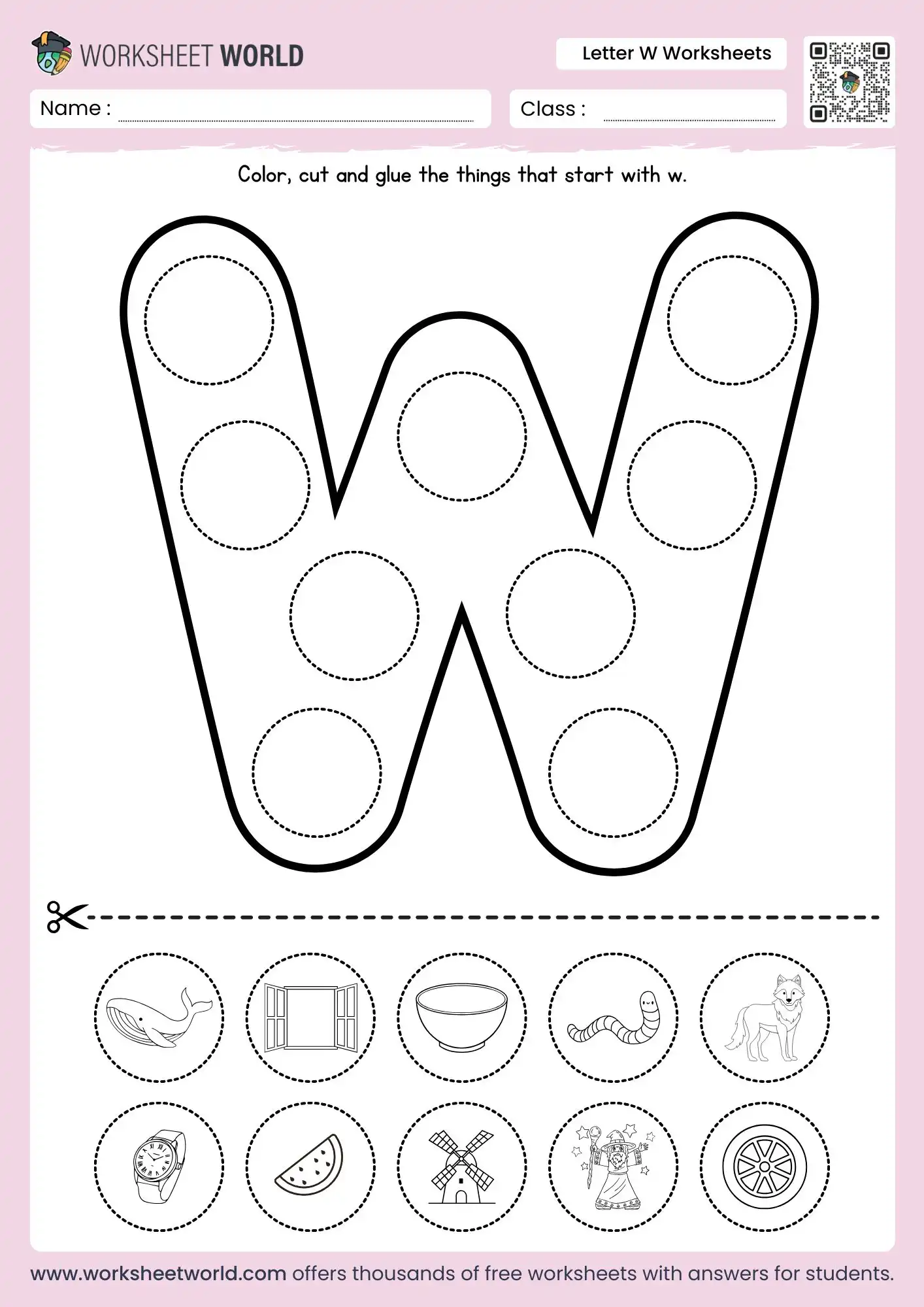 Letter W Worksheets For Preschoolers and Kindergarten 2 letter w worksheets featuring a cut and paste activity with whale window and windmill
