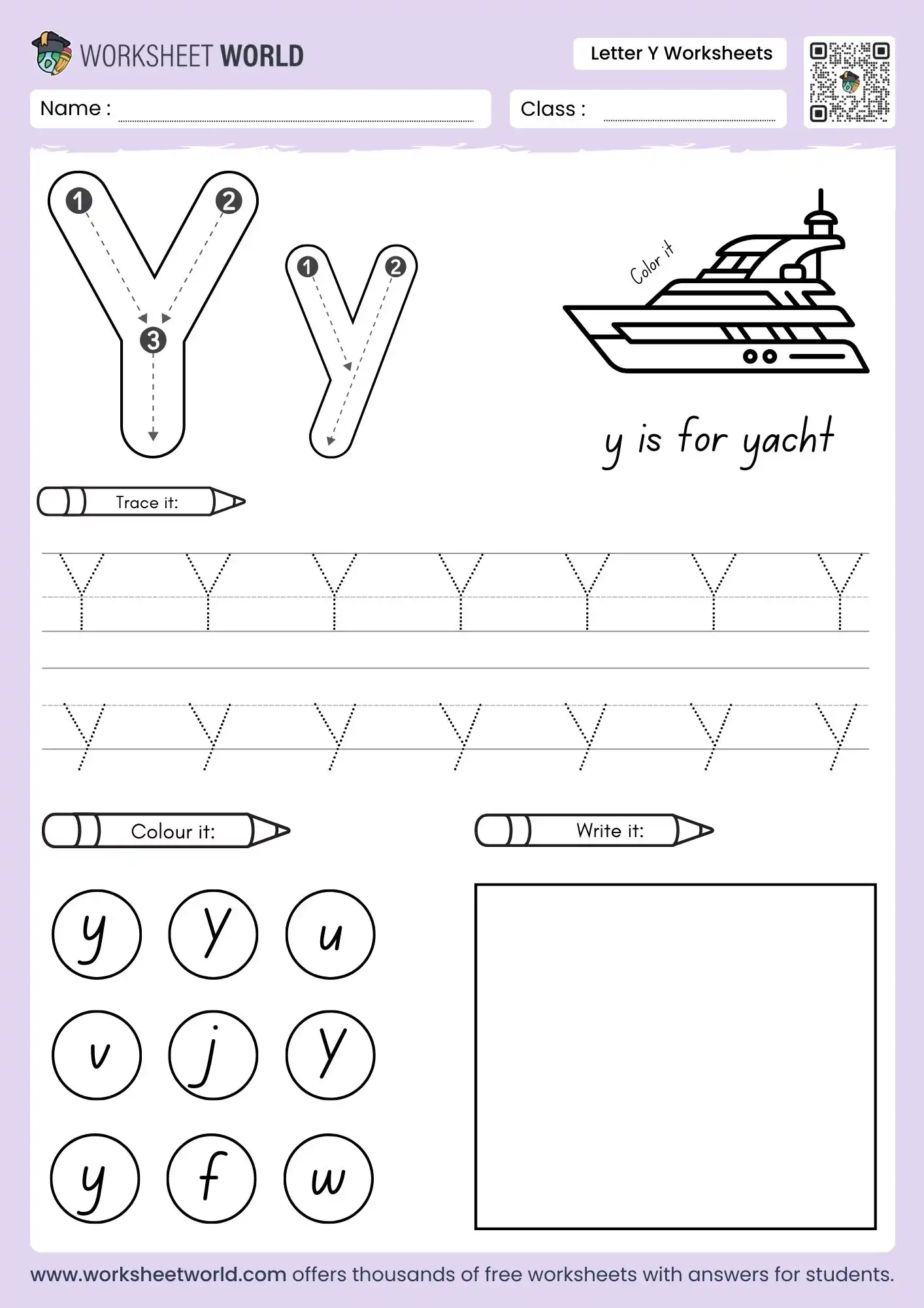 Letter Y Worksheets For Preschoolers and Kindergarten 1 letter y worksheets featuring a yacht drawing and a visual letter identification grid