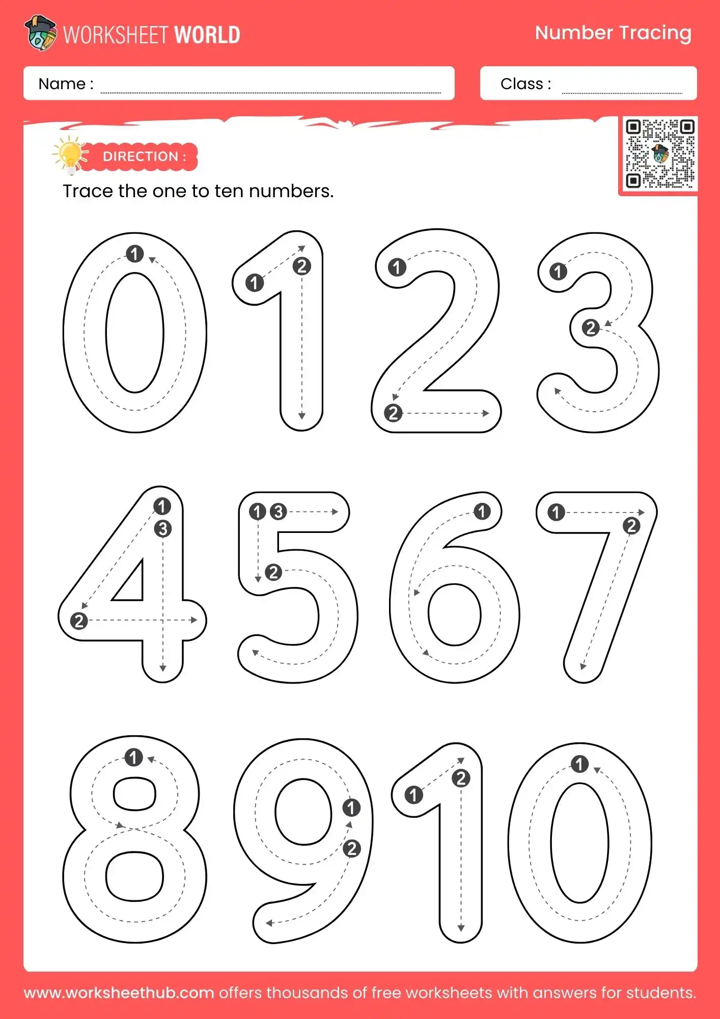 1 To 10 Number Tracing Worksheet 1 to 10 number tracing worksheet