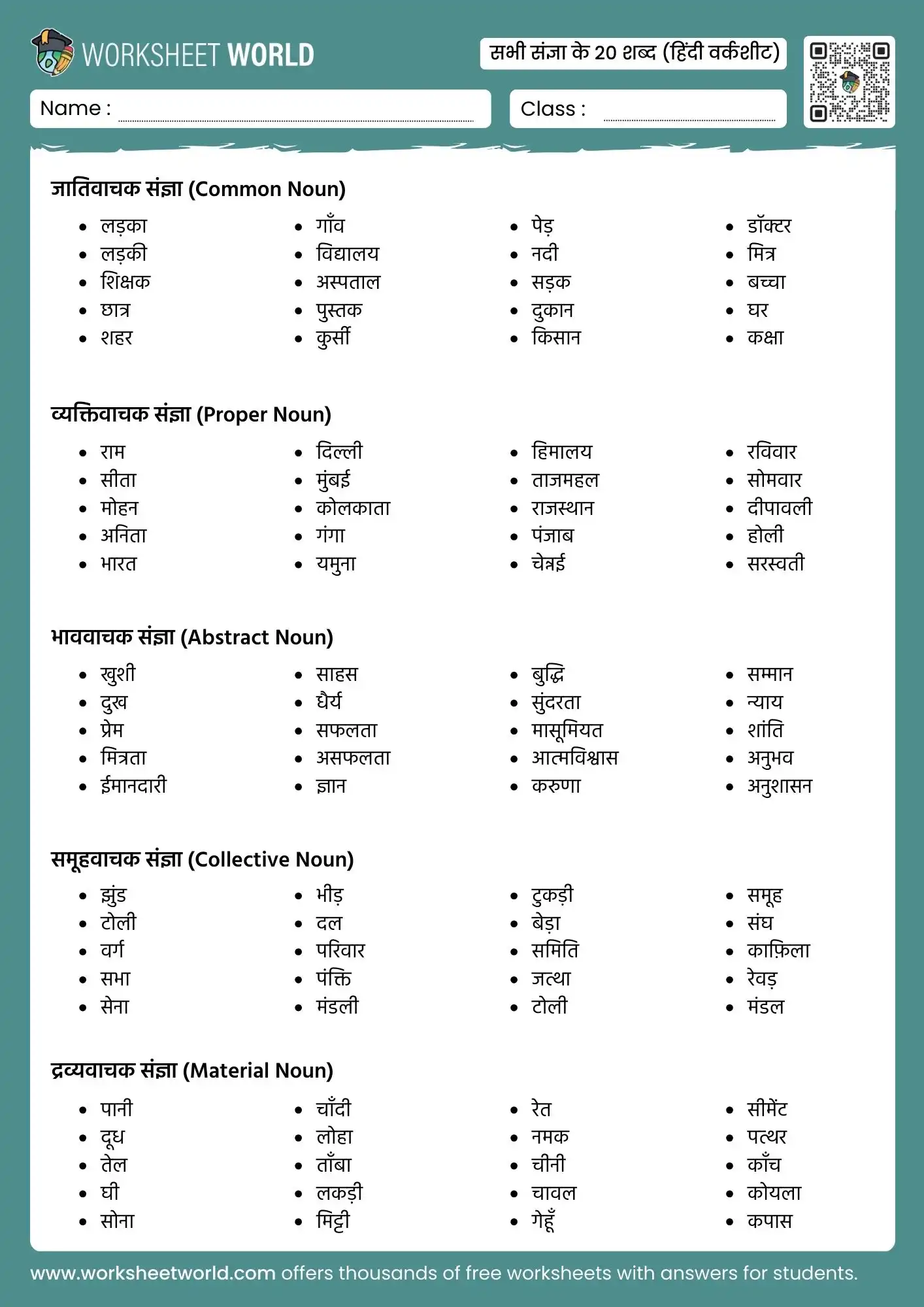 20-sangya-shabd-in-hindi sangya shabd 20 sangya shabd in hindi worksheet class 1 class 2