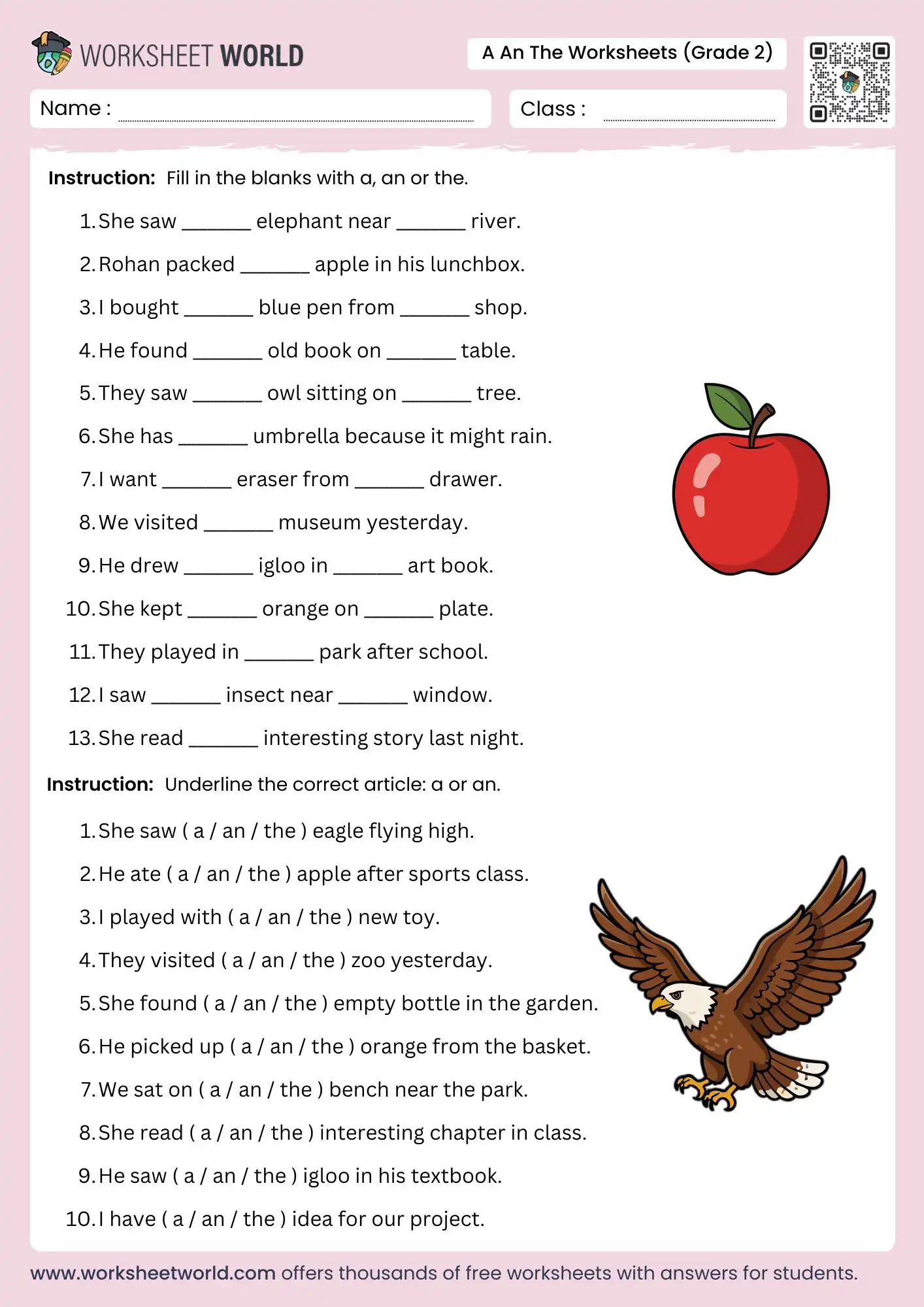 a-an-the-worksheets-for-grade-2 a an the worksheets for grade 2 free pdf practice printable
