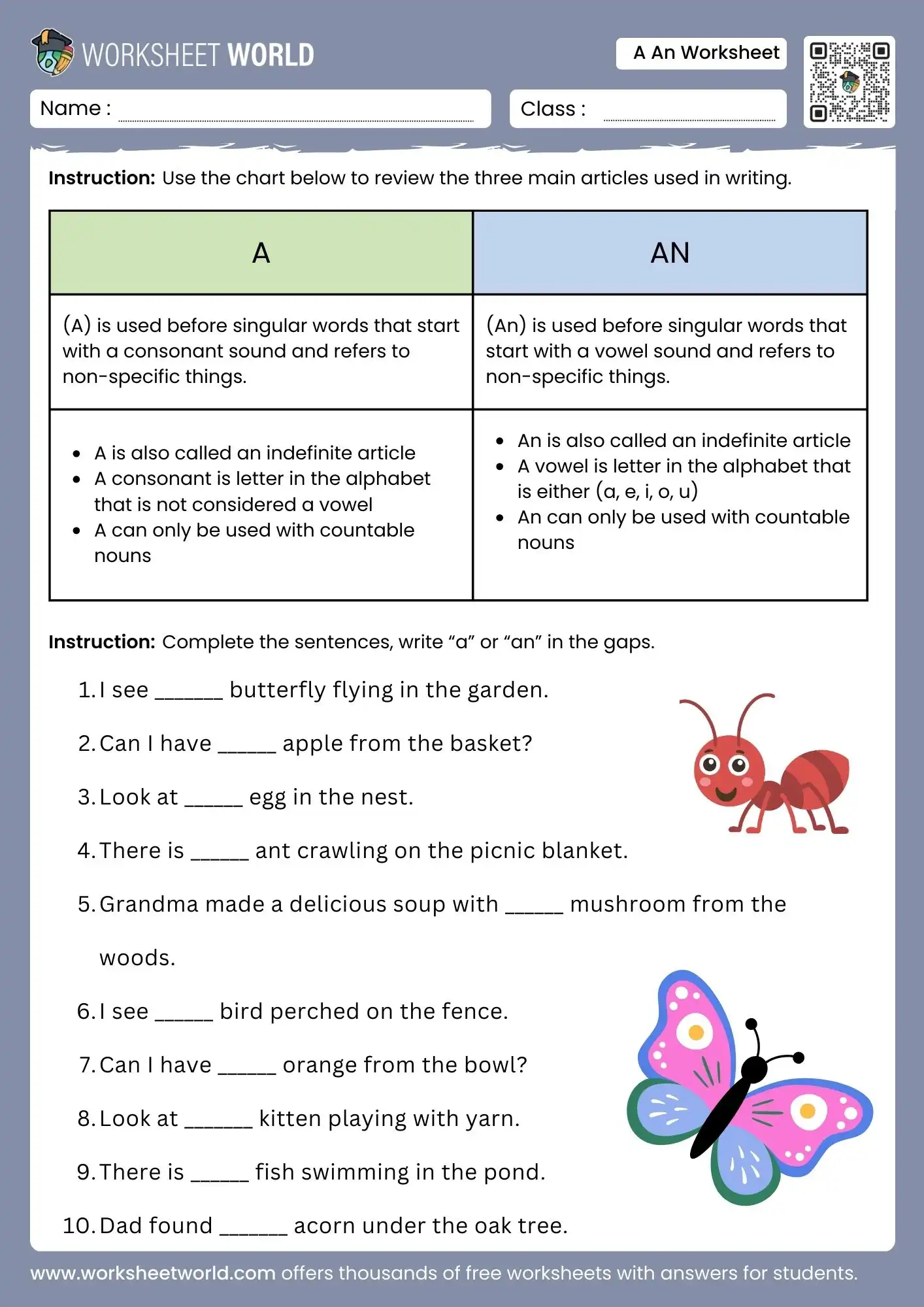 a-an-worksheet a an worksheet for kids ukg class 1 class 2 practice