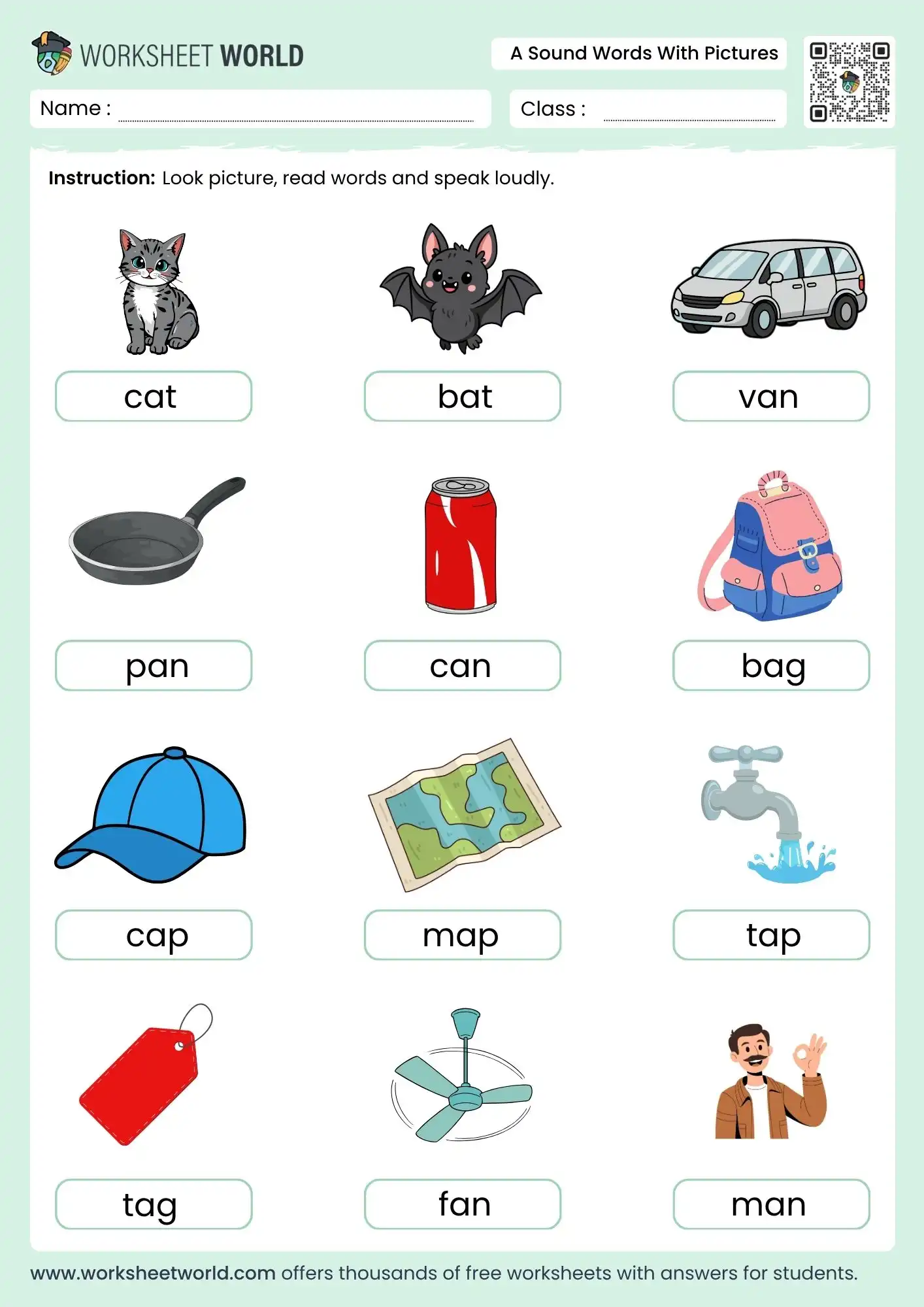 a-sound-words-with-pictures-worksheet a sound words with pictures worksheet free printable lkg ukg grade 1
