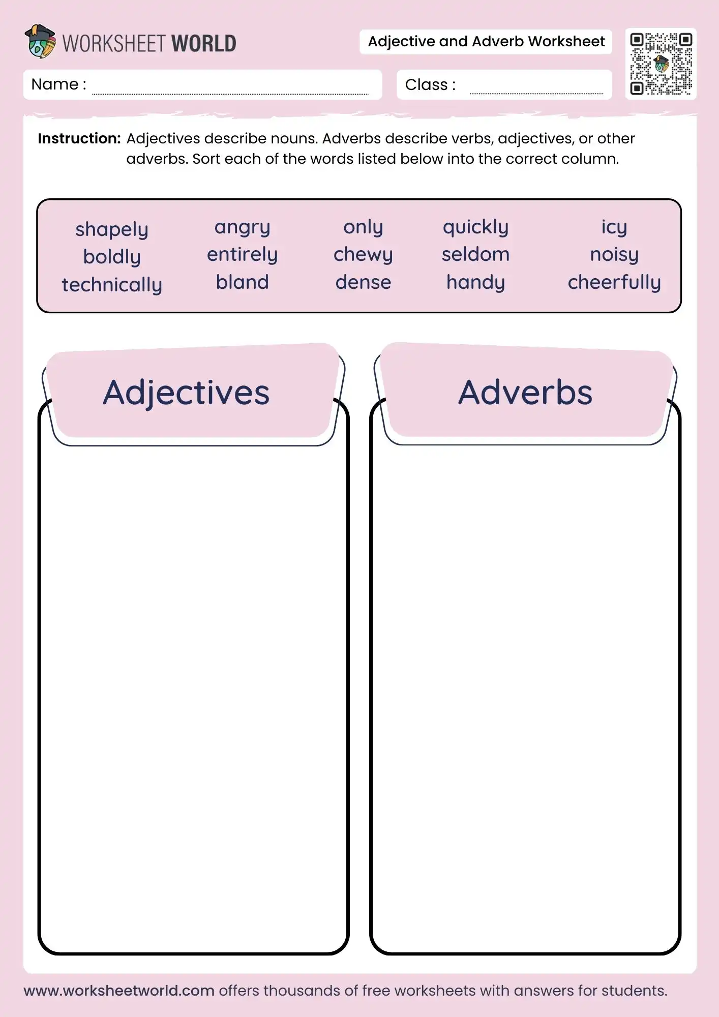 adjective-and-adverb-worksheet adjective and adverb worksheet grammar activity for kids