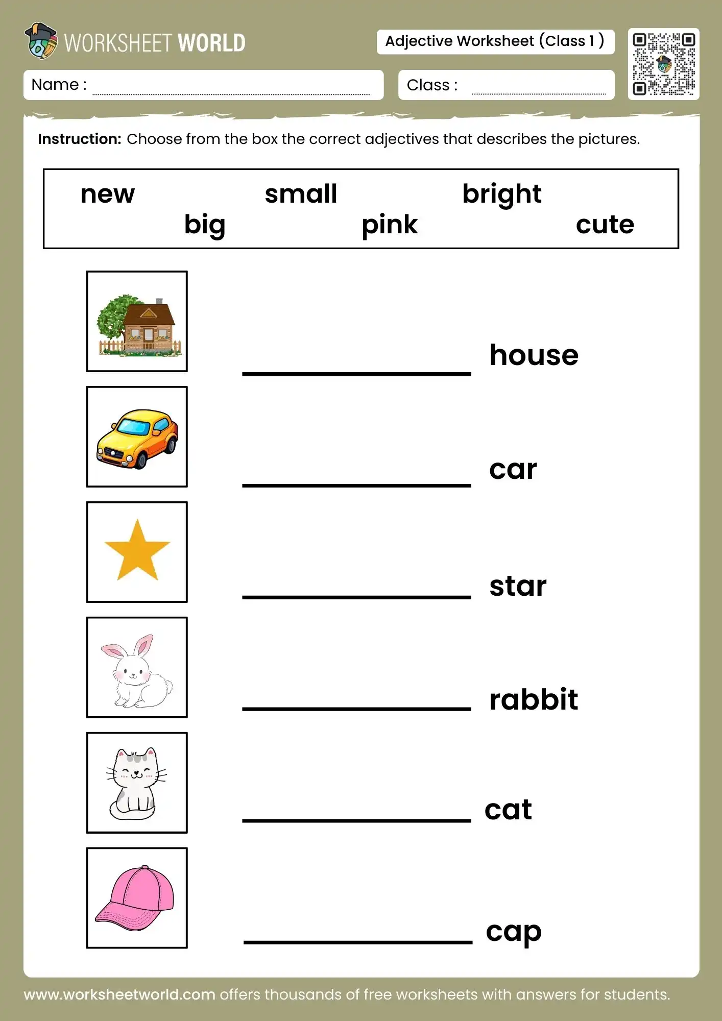 adjective-worksheet-for-class-1 adjective worksheet for class 1 picture based describing words activity