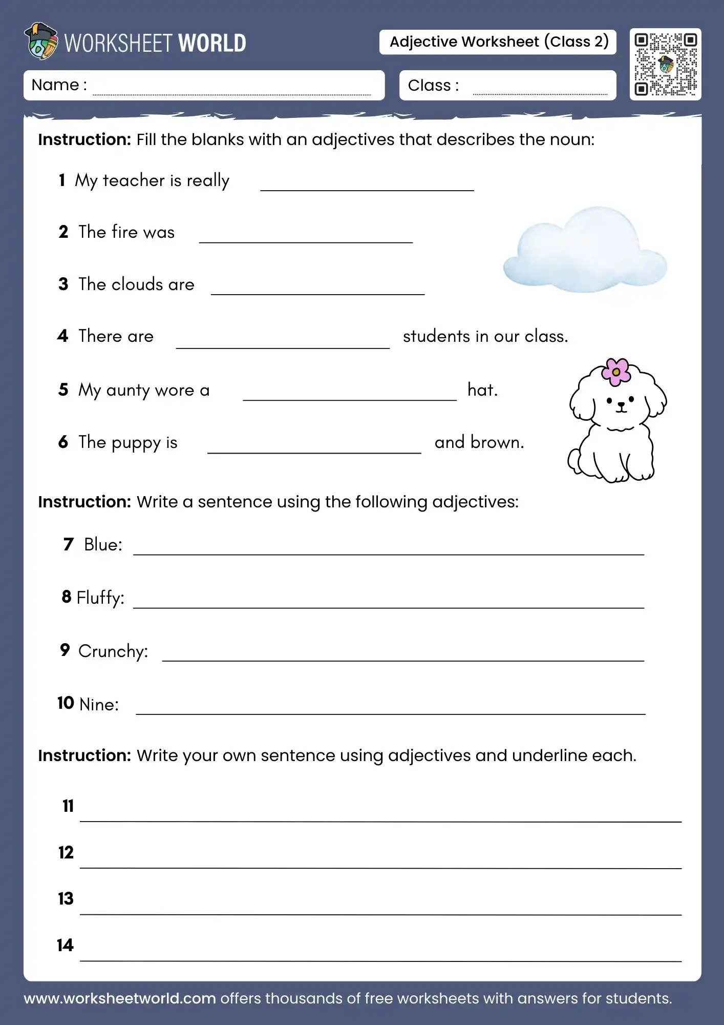 adjective-worksheet-for-class-2 adjective worksheet for class 2 with fill blanks and picture describing tasks