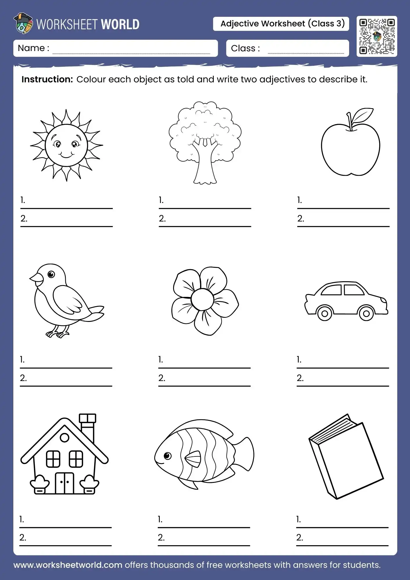adjective-worksheet-for-class-3 adjective worksheet for class 3 picture describing activity