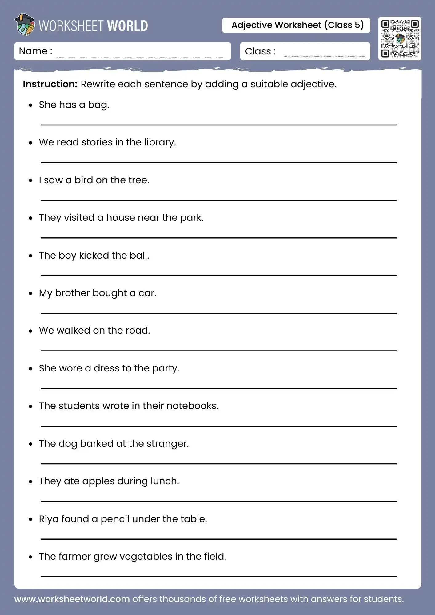 adjective-worksheet-for-class-5 adjective worksheet for class 5 free pdf practice sentences