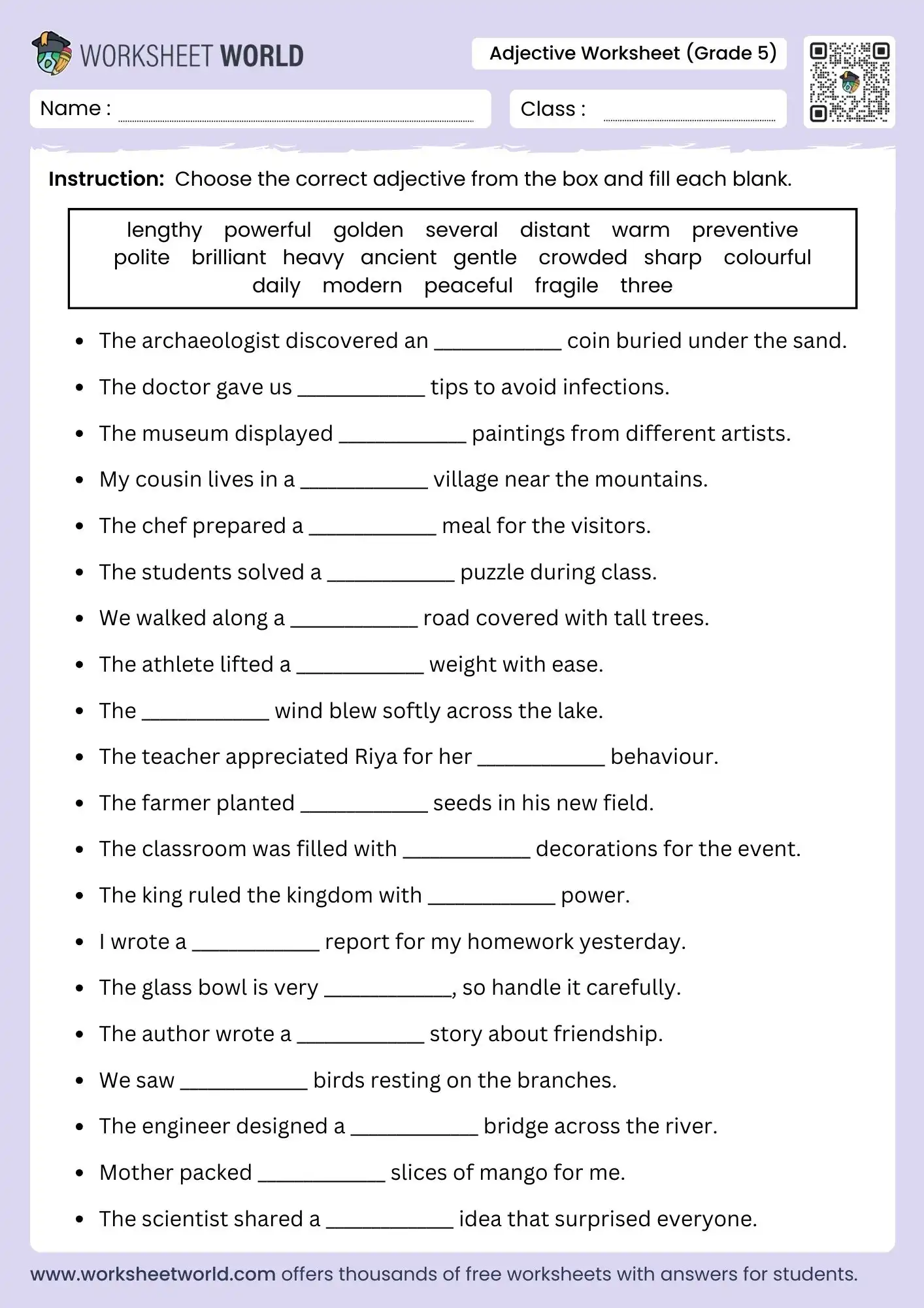 adjective-worksheet-for-class-6 adjective worksheet for class 6 free grammar practice pdf