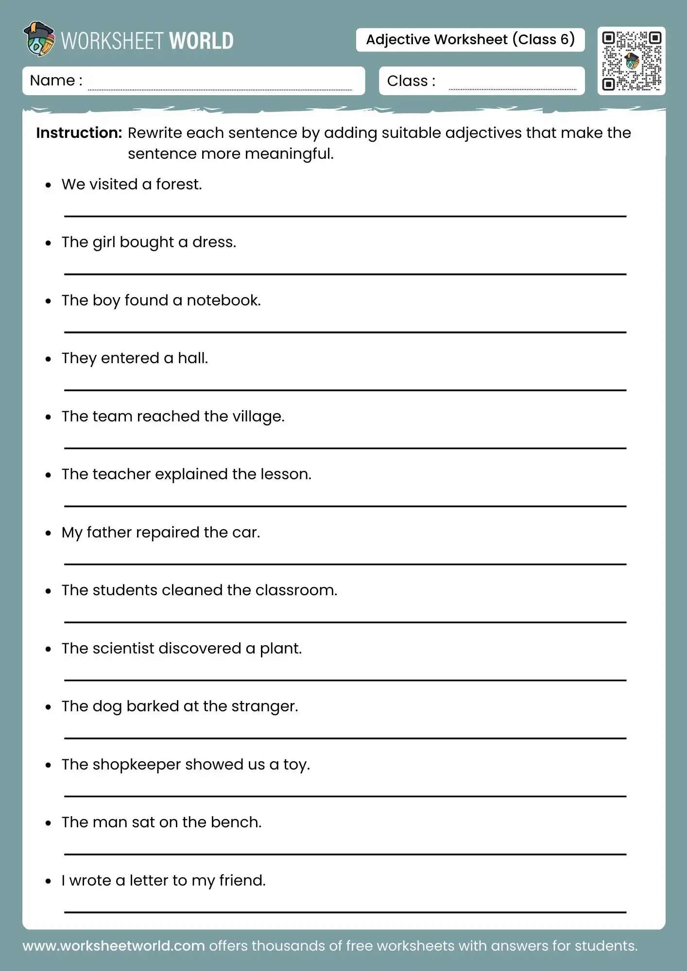 adjective-worksheet-for-class-7 adjective worksheet for class 7 rewriting sentences practice free
