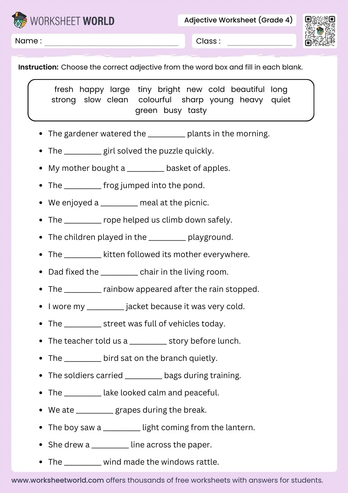 adjectives-worksheets-for-grade-4 adjectives worksheets for grade 4 fill in the blanks activity pdf
