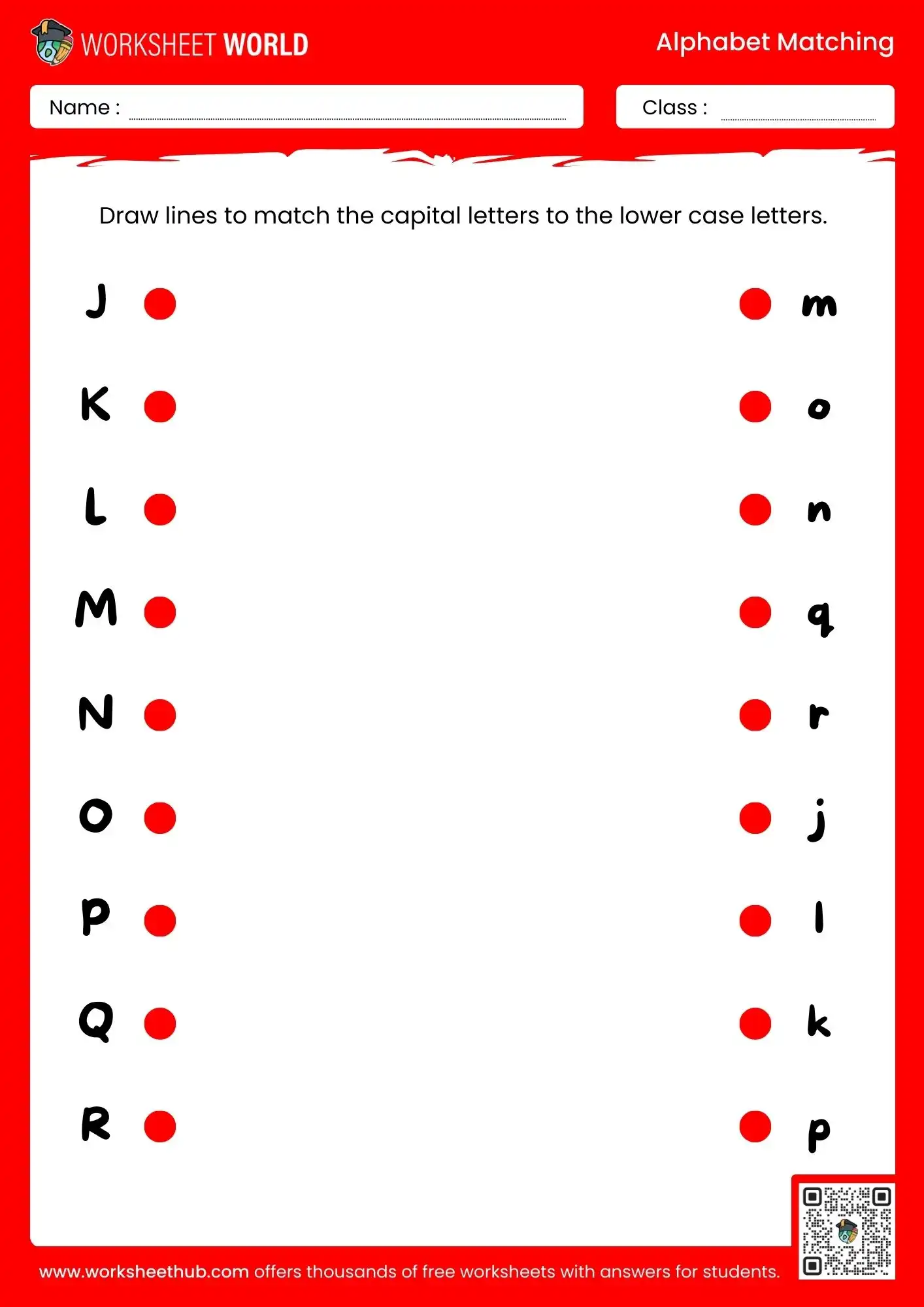 Alphabet Matching Worksheets J to R - Worksheet World