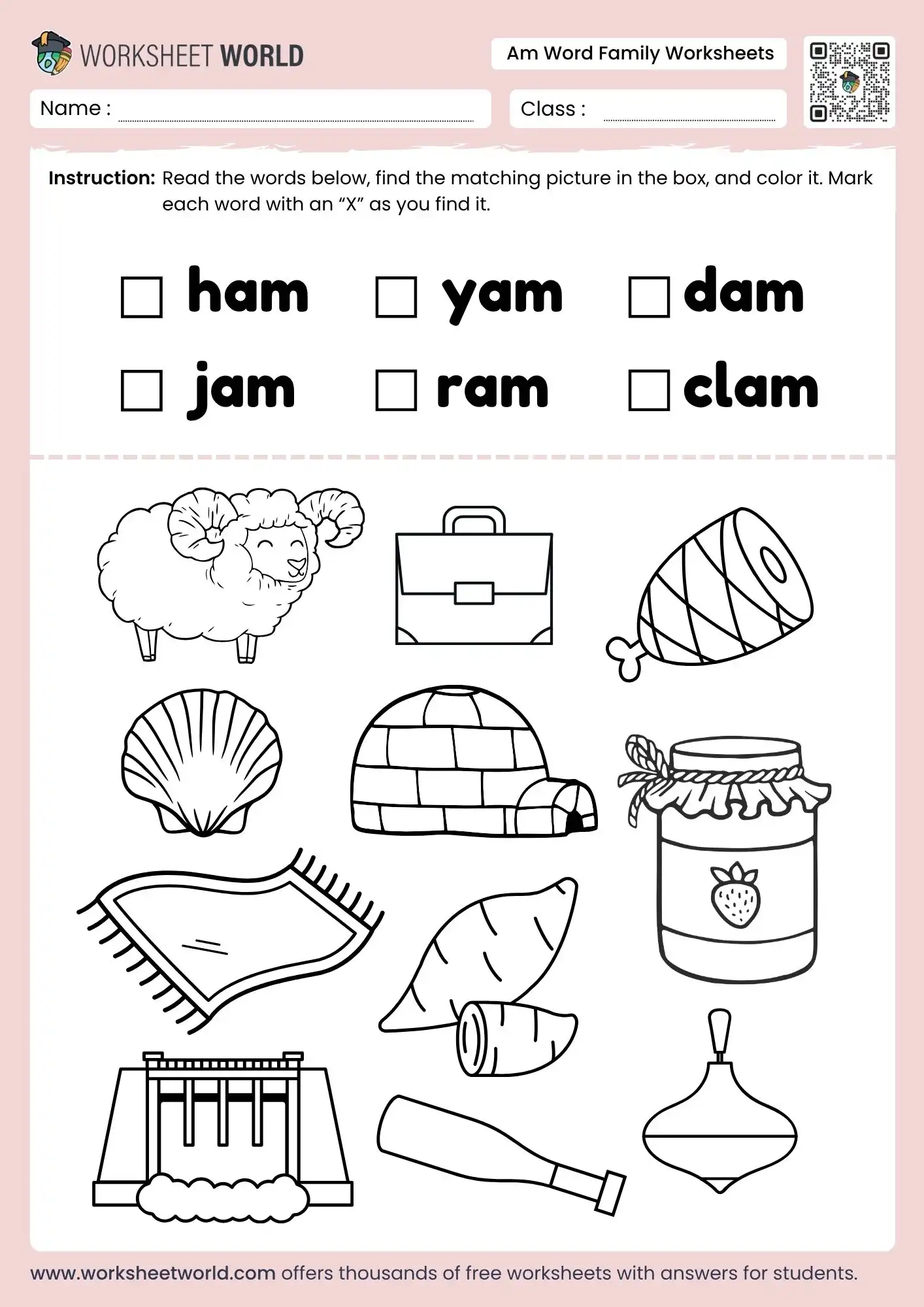 am-word-family-worksheets am word family worksheets pdf for preschool and grade 1
