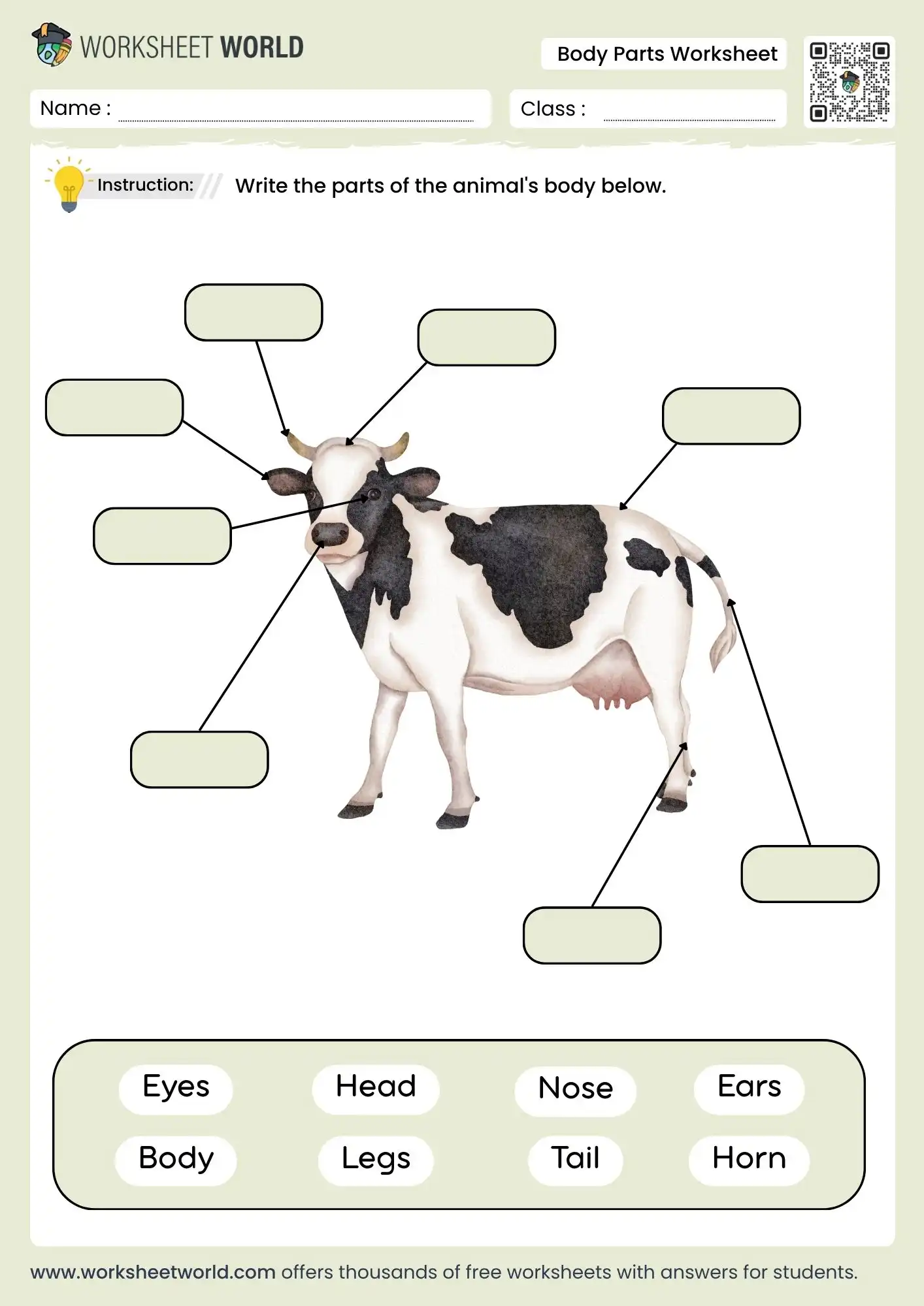 animal-body-parts-worksheet animal body parts worksheet for grade 1 to grade 3 printable activity