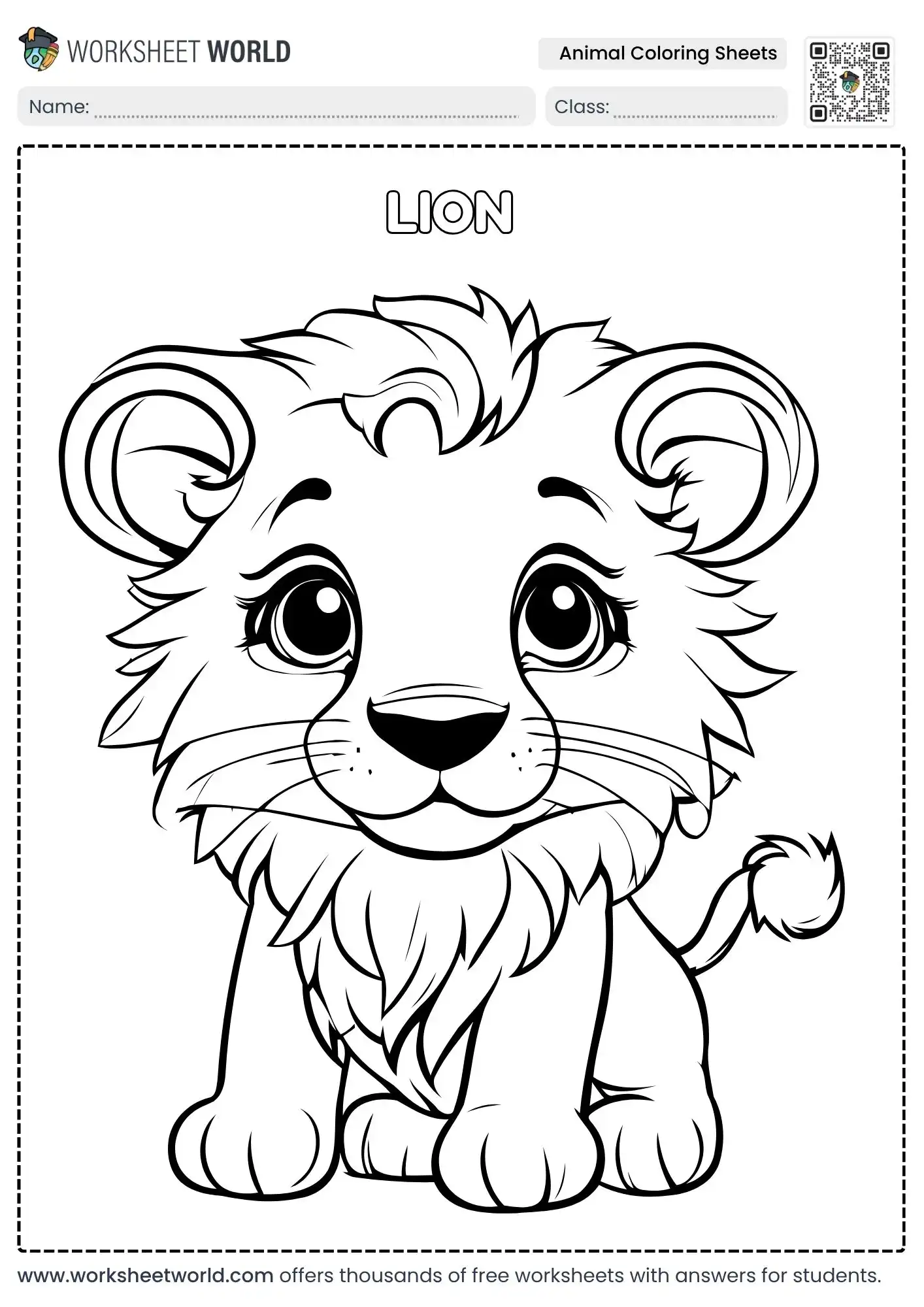 free printable animal coloring sheets featuring a cute baby lion cub