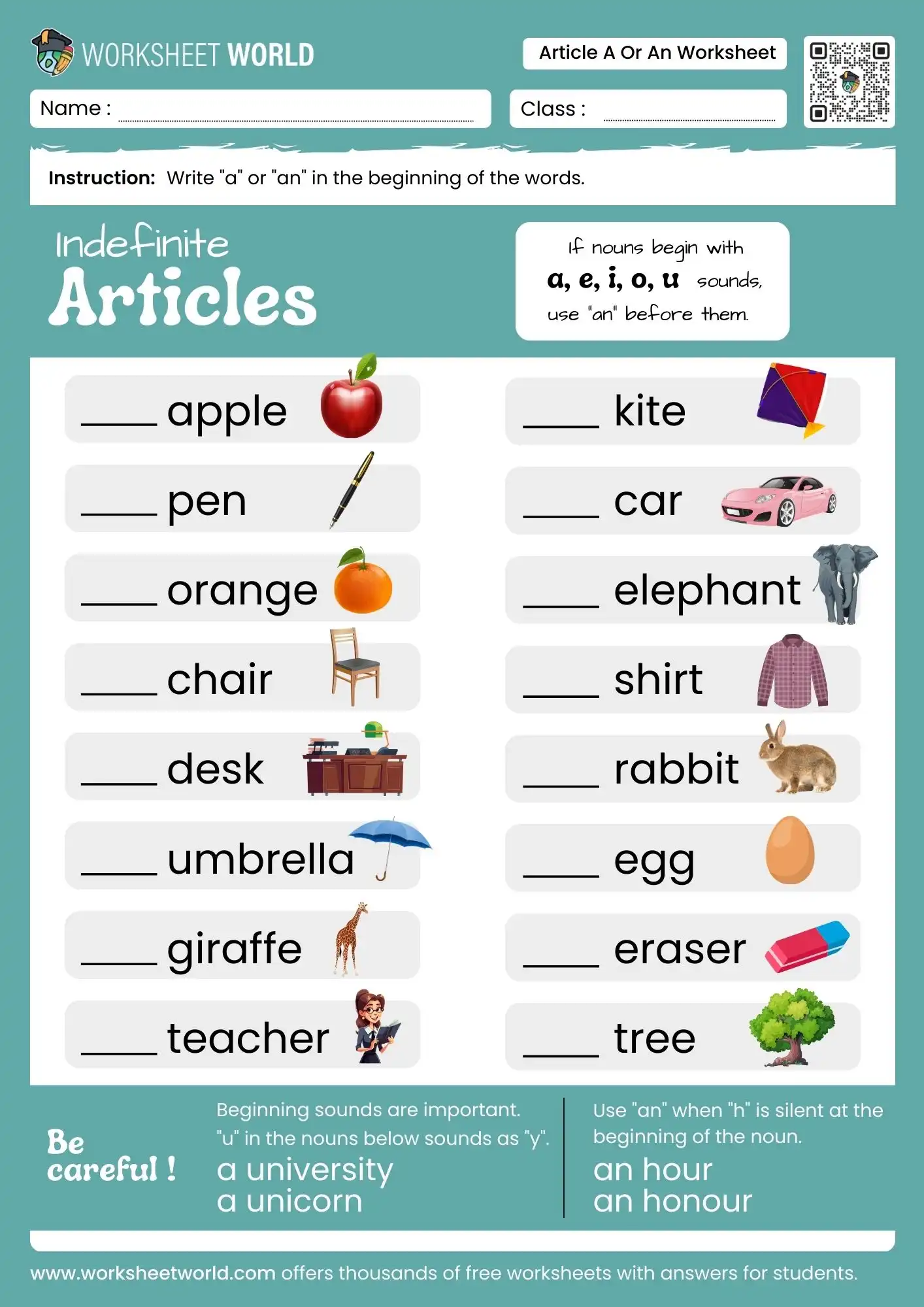 article-a-or-an-worksheet-with-answers a and an worksheet for class 1 class 2 class 3 grammar practice