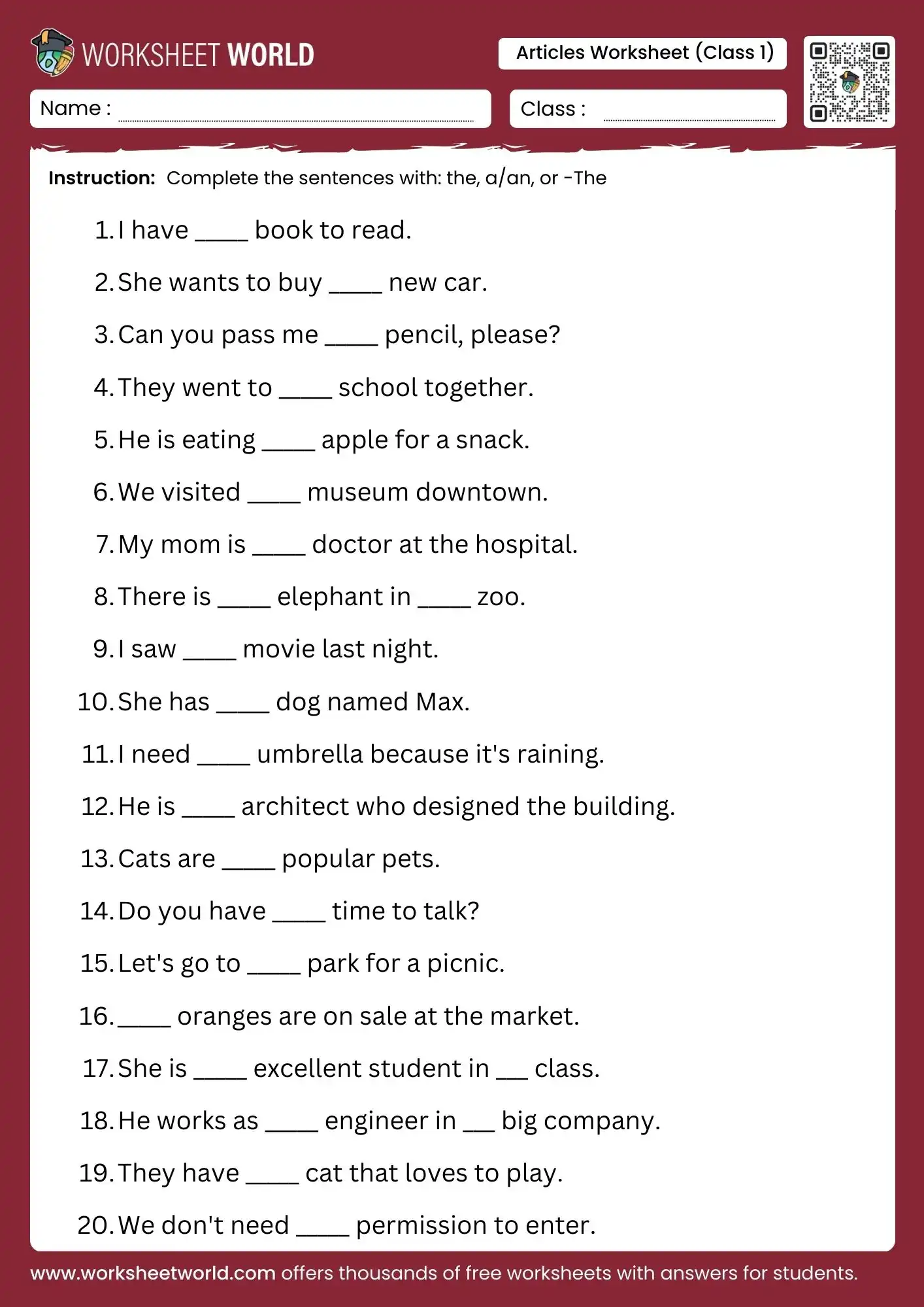 articles-worksheet-for-class-1 articles worksheet for class 1 grammar practice pdf