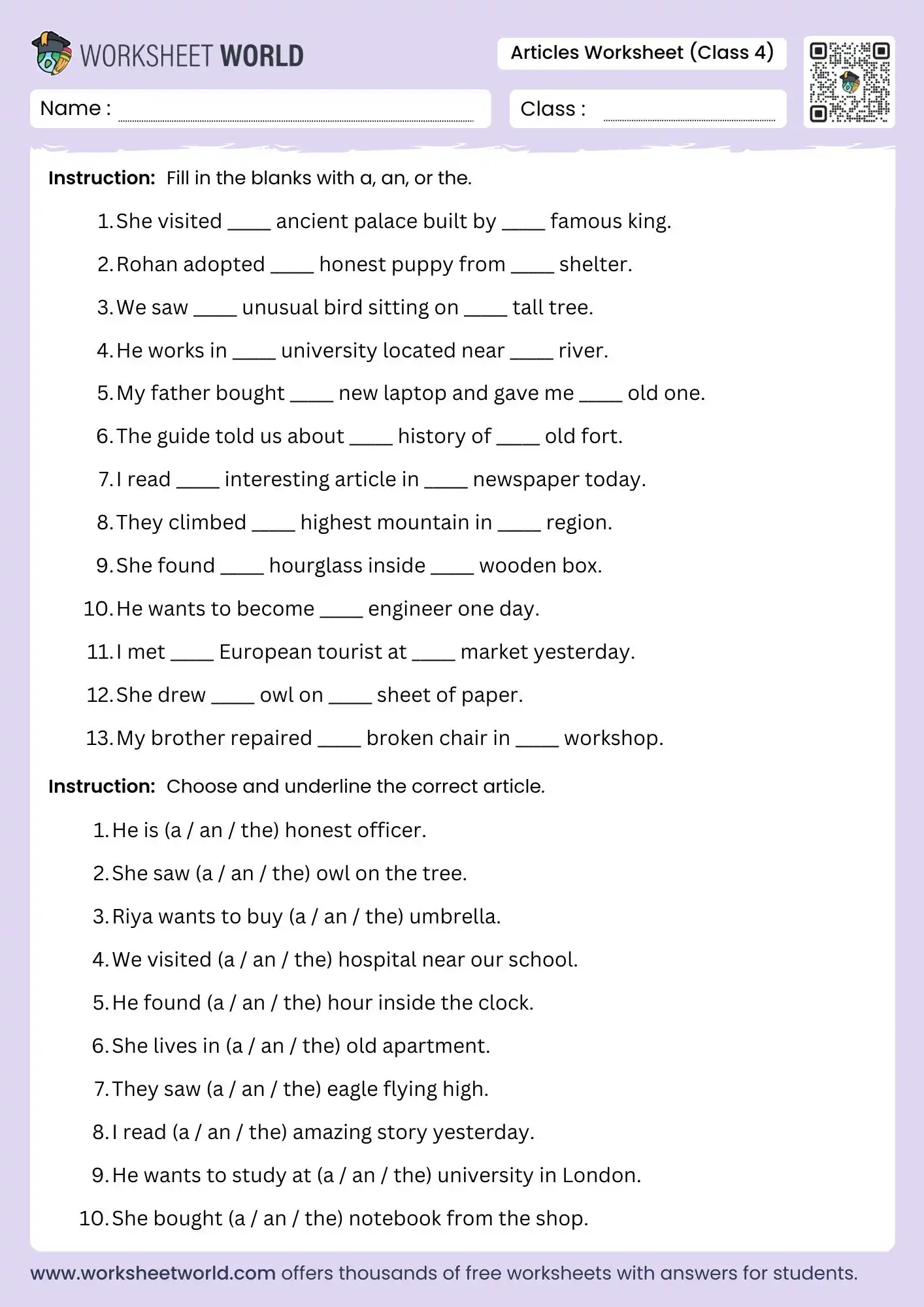 articles-worksheet-for-class-4 articles worksheet for class 4 grammar practice pdf