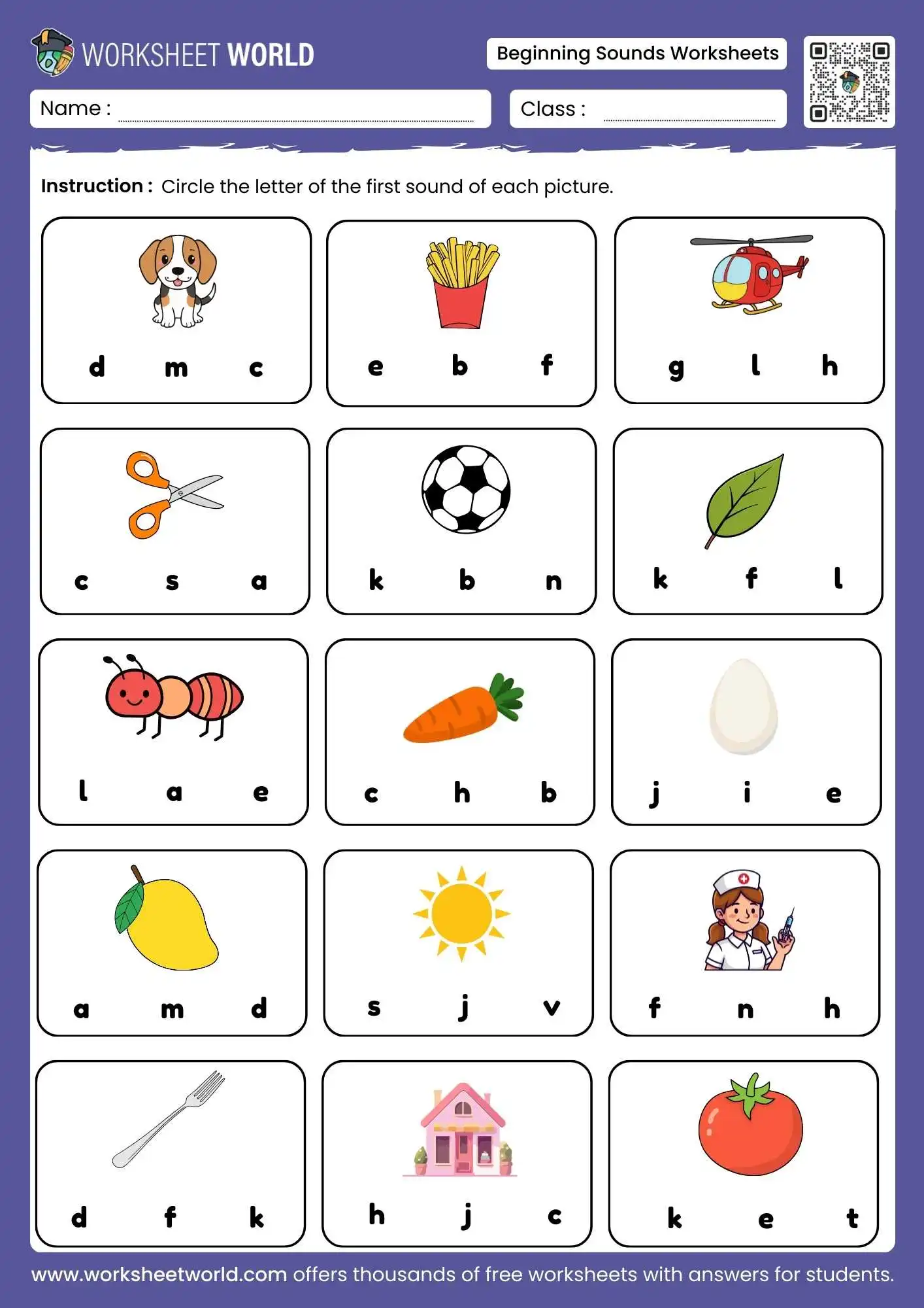 Free Printable Beginning Letter Sounds Worksheets - Worksheet World