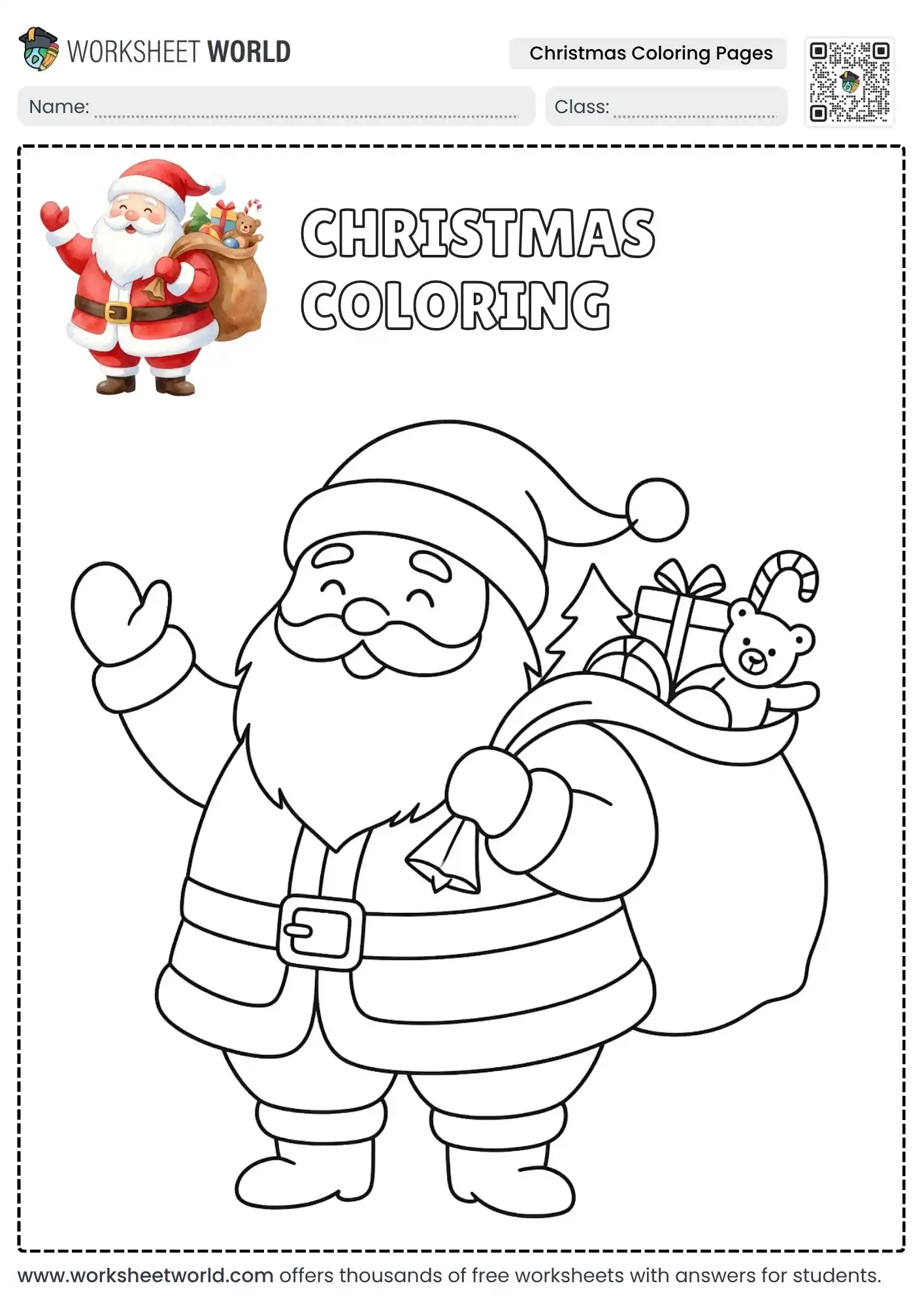 christmas-coloring-pages-1 cute santa waving with toy sack in christmas coloring pages