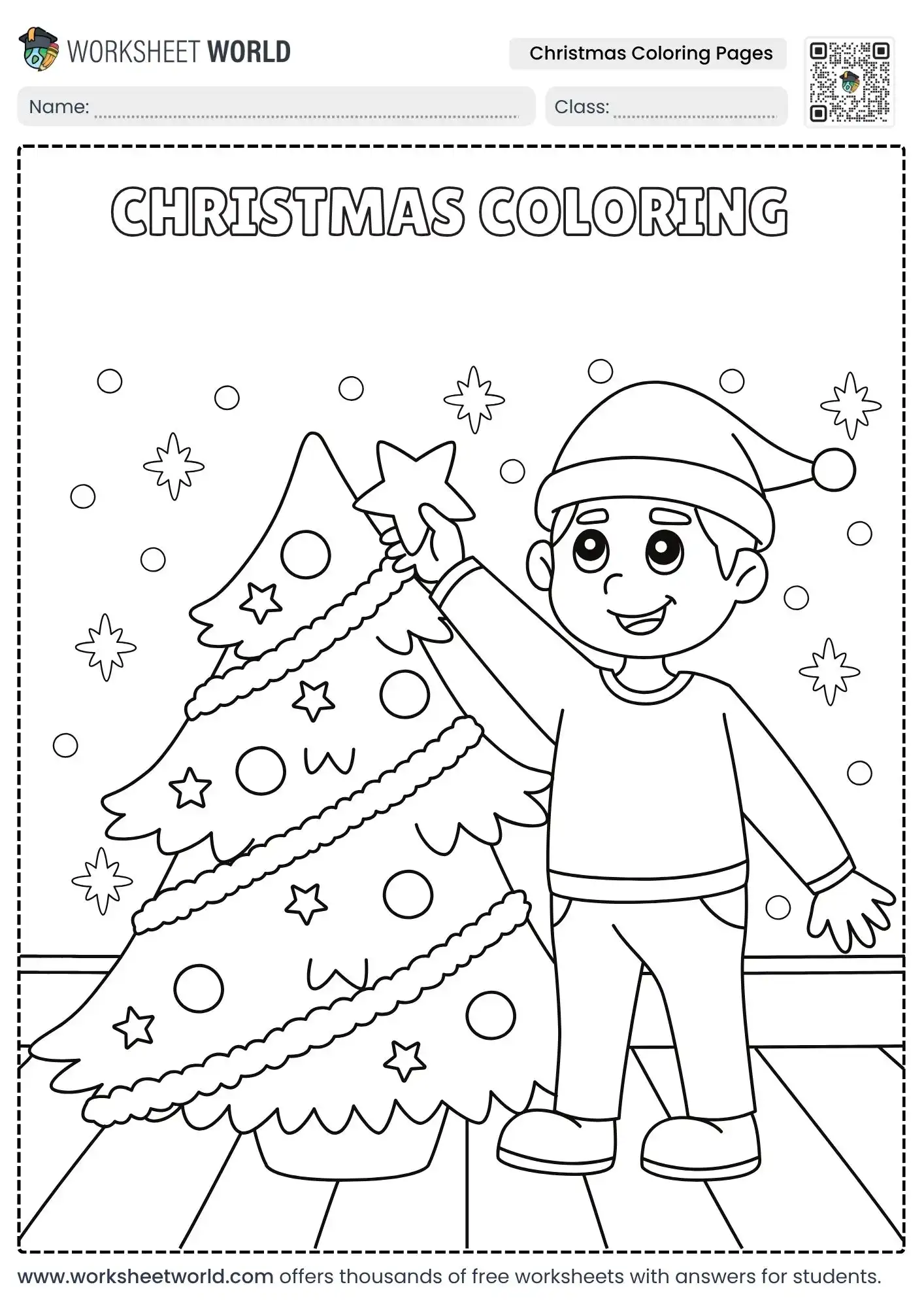 Festive Christmas Coloring Pages: Free Holiday Printables For Kids 1 happy boy decorating holiday tree with christmas coloring pages