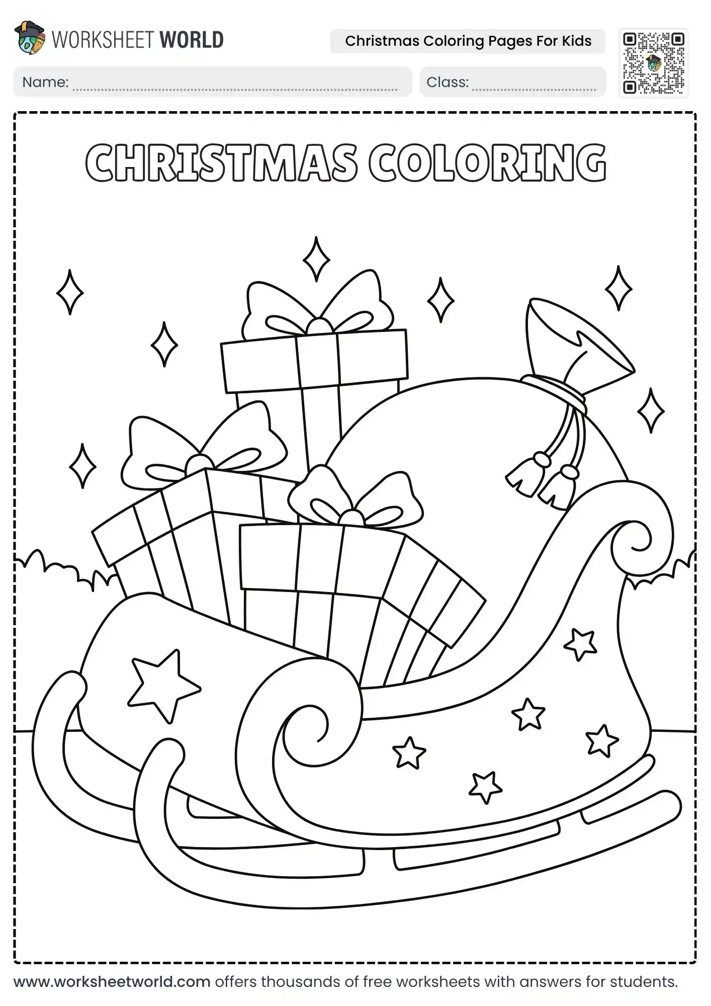 magical holiday sleigh full of gifts in christmas coloring pages for kids