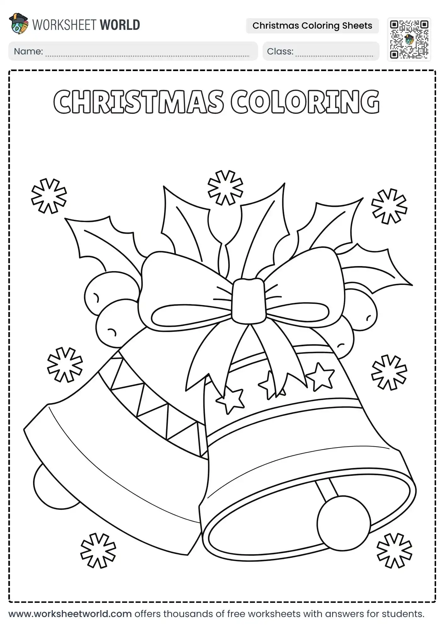 festive winter bells with holly leaves christmas coloring sheets