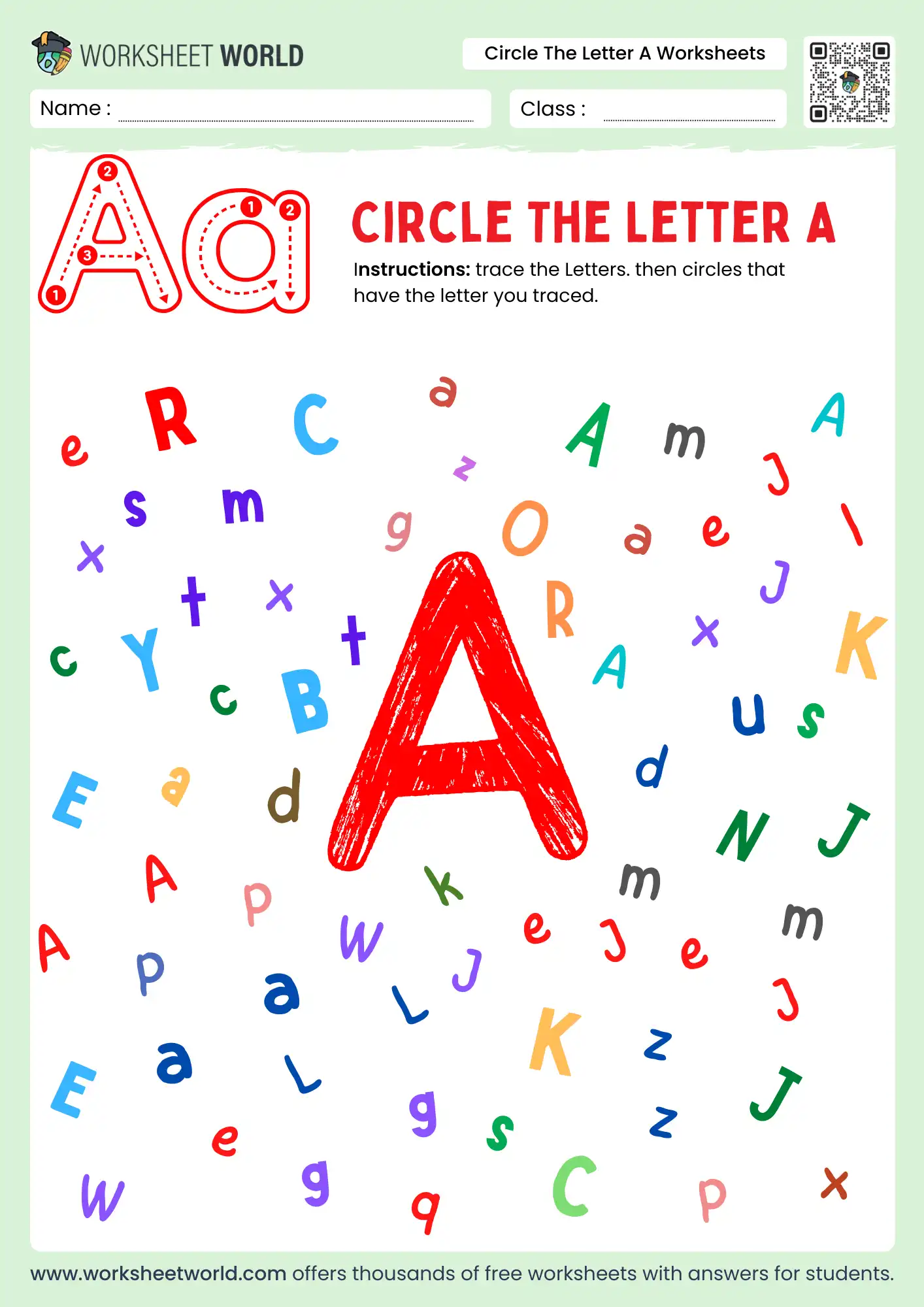 circle the letter a worksheets for preschool and kindergarten kids