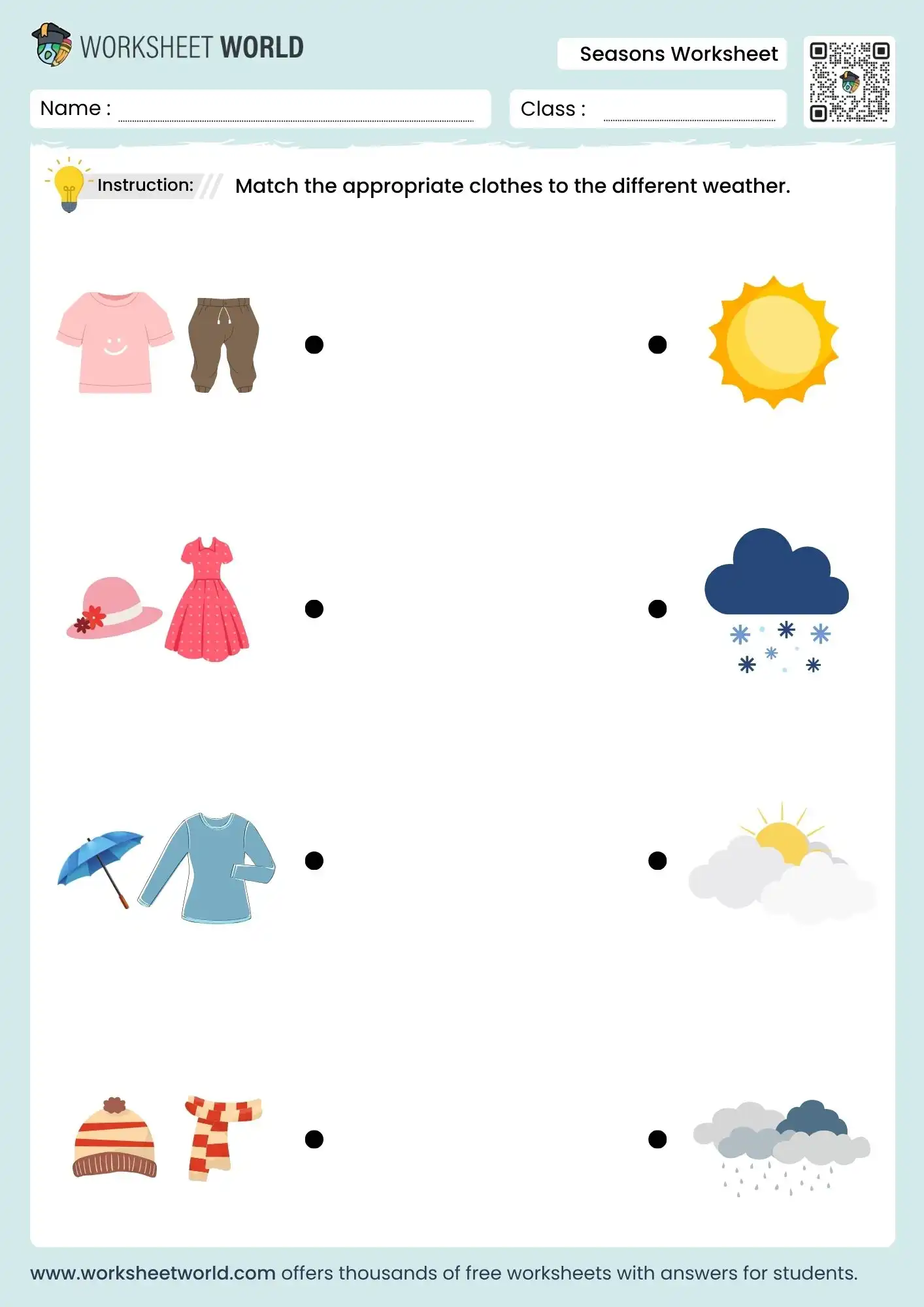clothes we wear in different seasons worksheets for kids free printable pdf