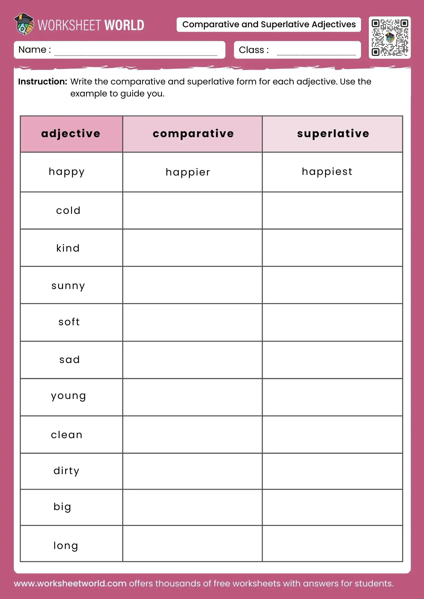comparative-and-superlative-adjectives-worksheet comparative and superlative adjectives worksheet grammar practice for students