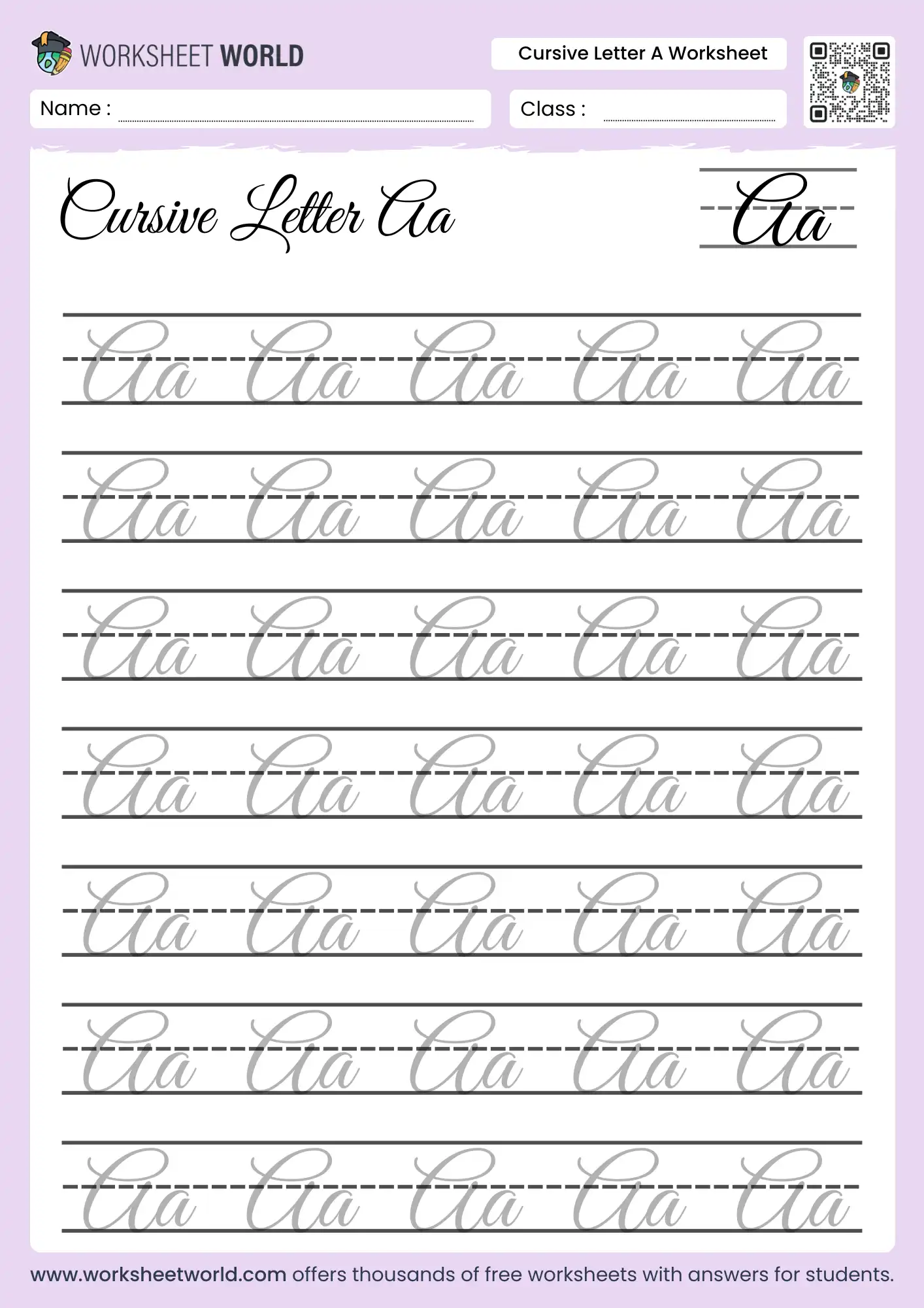 cursive-letter-a-worksheets-page-1 cursive letter a worksheets for tracing uppercase and lowercase letters