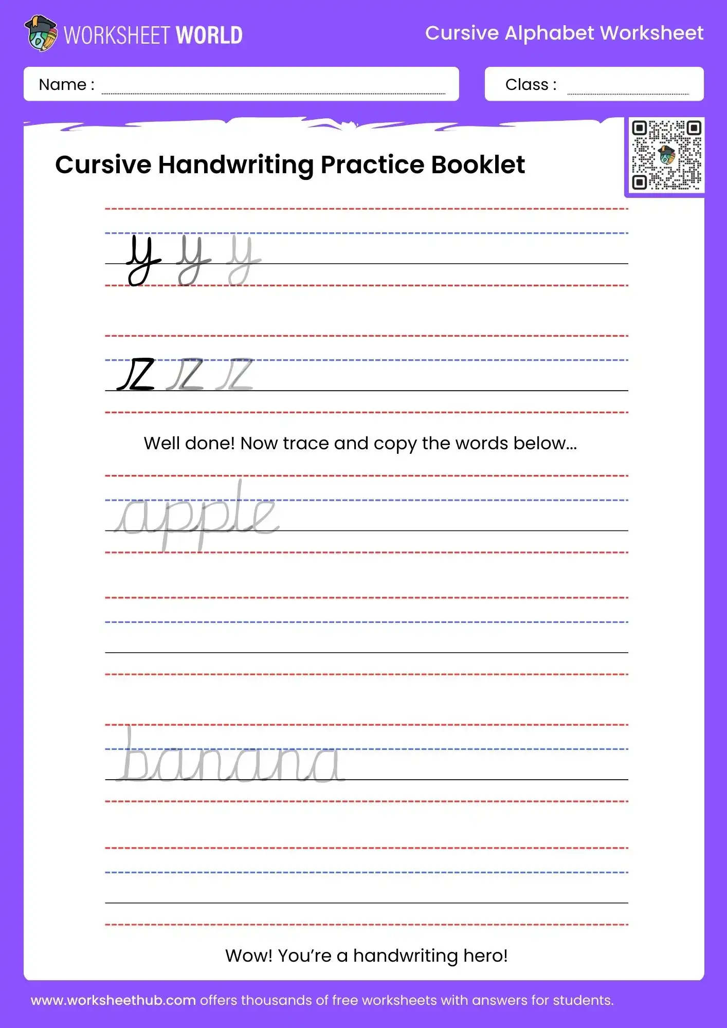 Cursive Writing Worksheet A To Z cursive writing worksheet a to z for class 1 and grade 2 pdf