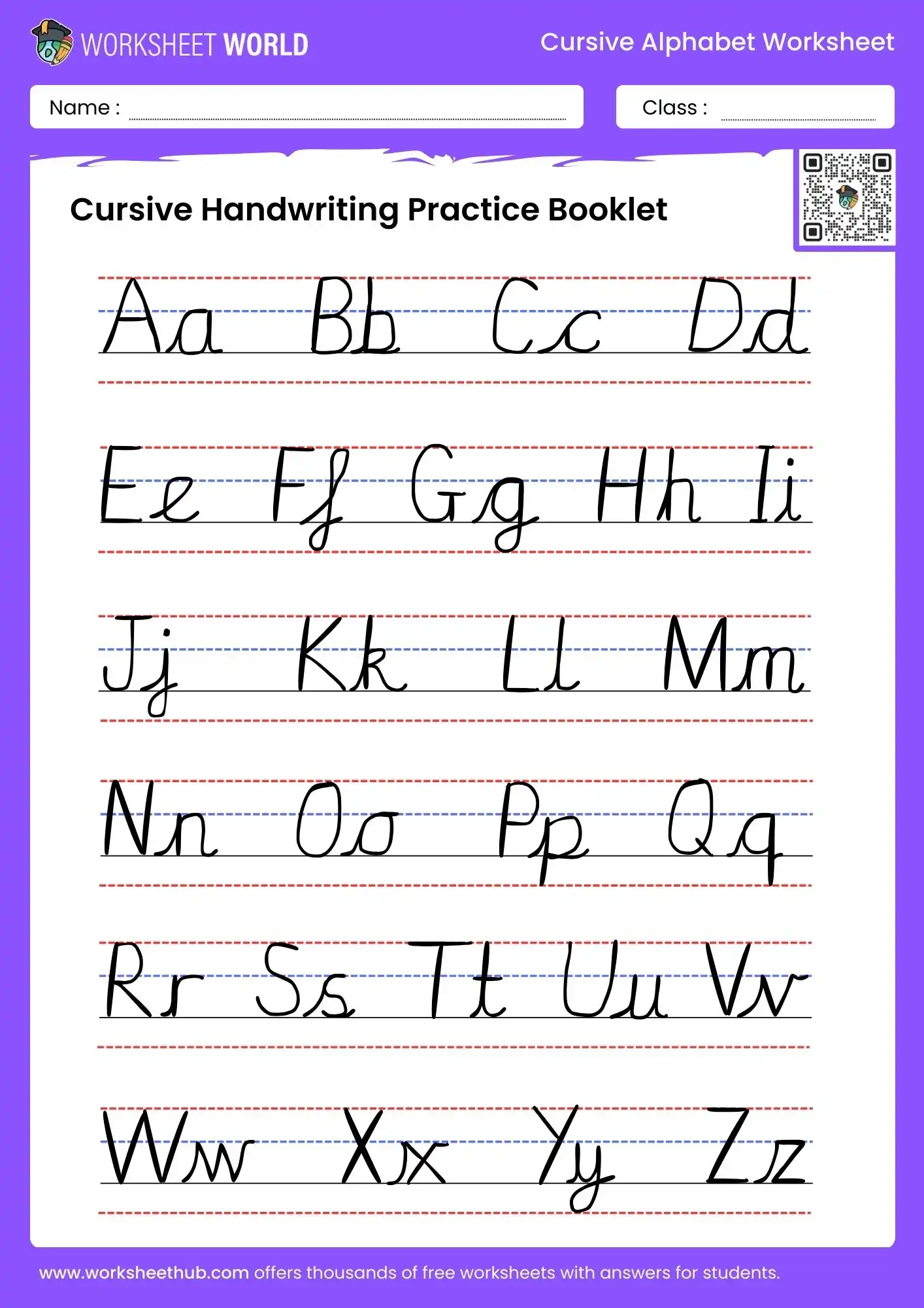 cursive writing worksheets pdf for class 1 and 2 students